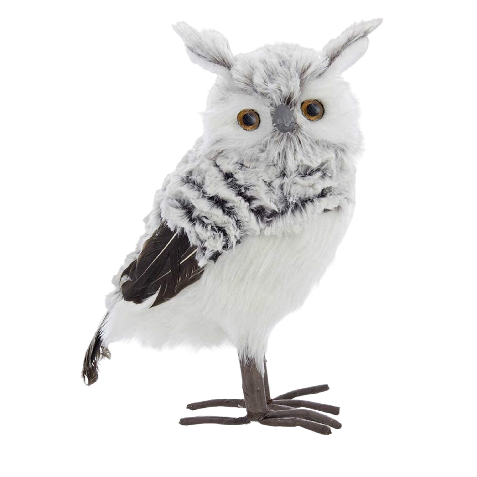 Kurt Adler Grey and White Owl Tabletop Decoration, 10"