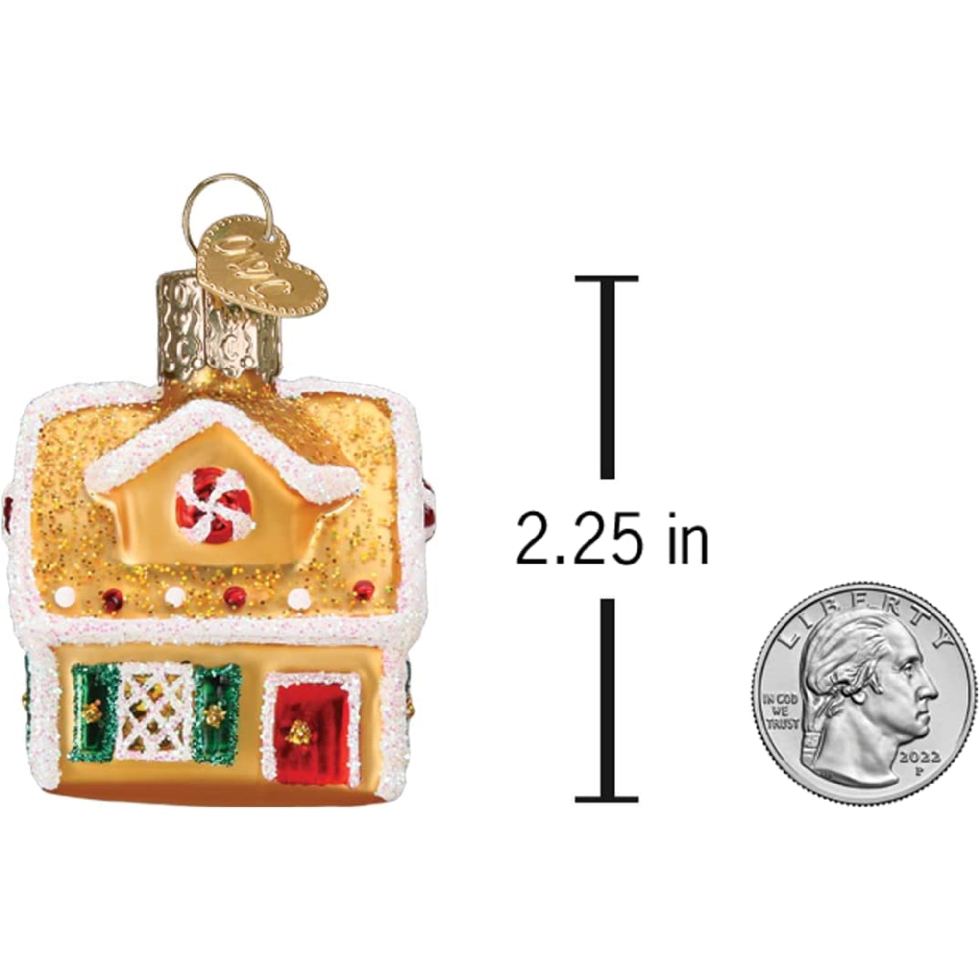 Old World Christmas Mini Glass Blown Gingerbread House, 2.25"