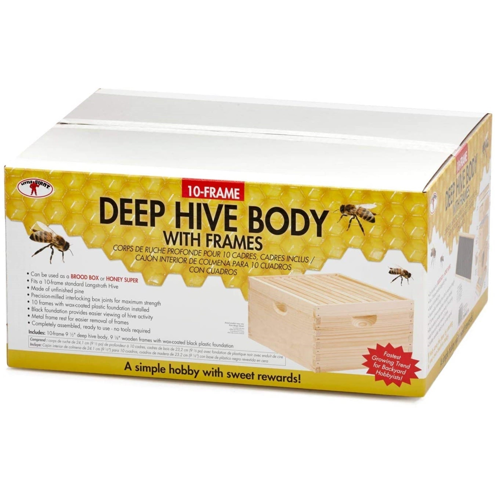 Little Giant 10-Frame Deep Hive Body Beehive Body with Frames