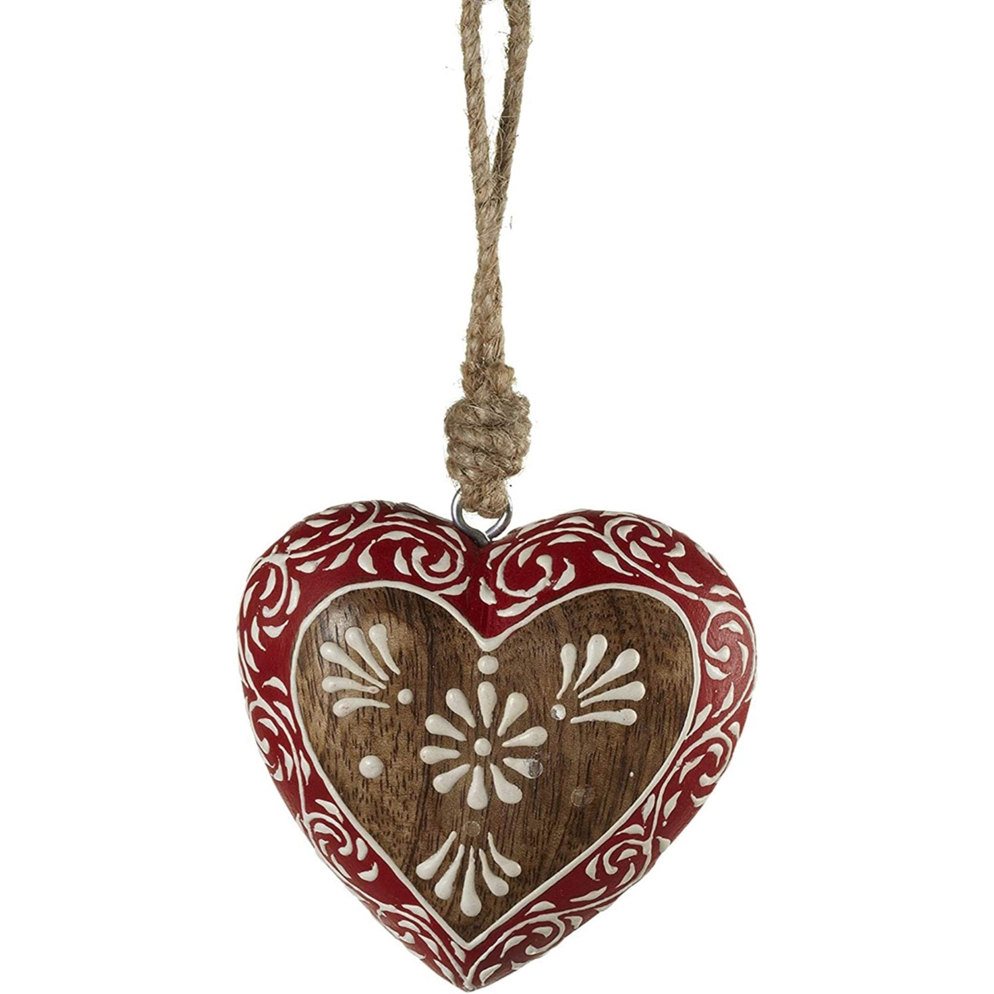 Ganz Flower Heart Wooden Christmas Ornament