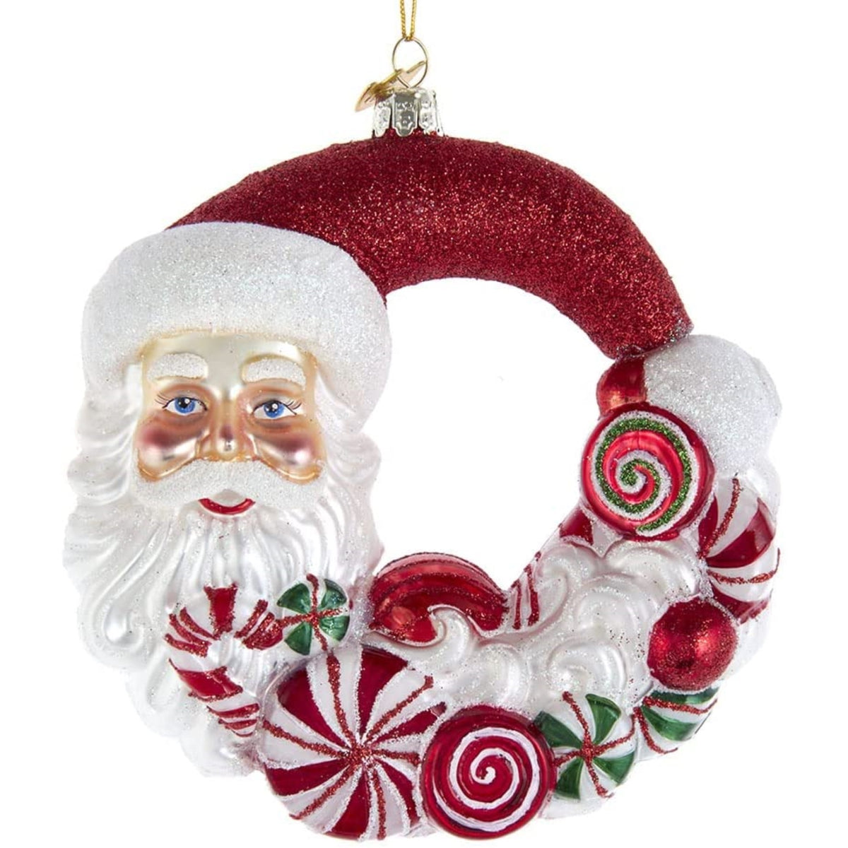Kurt S. Adler Bellisimo Red Santa Candy Wreath Ornament, 7"