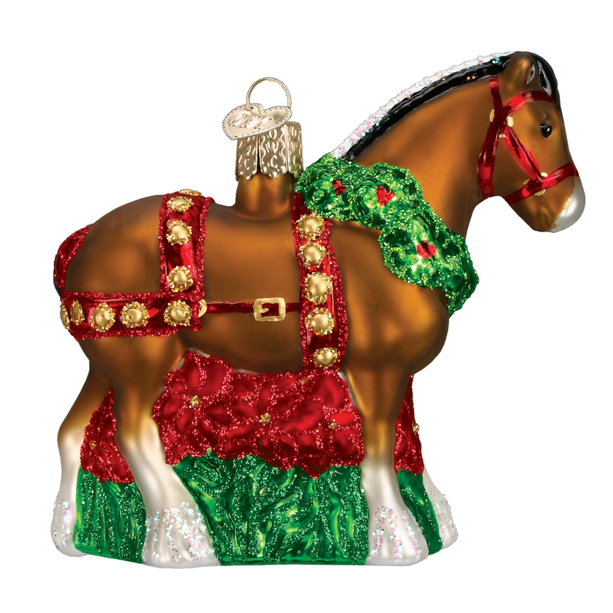 Old World Christmas Holiday Clydesdale Glass Blown Ornament