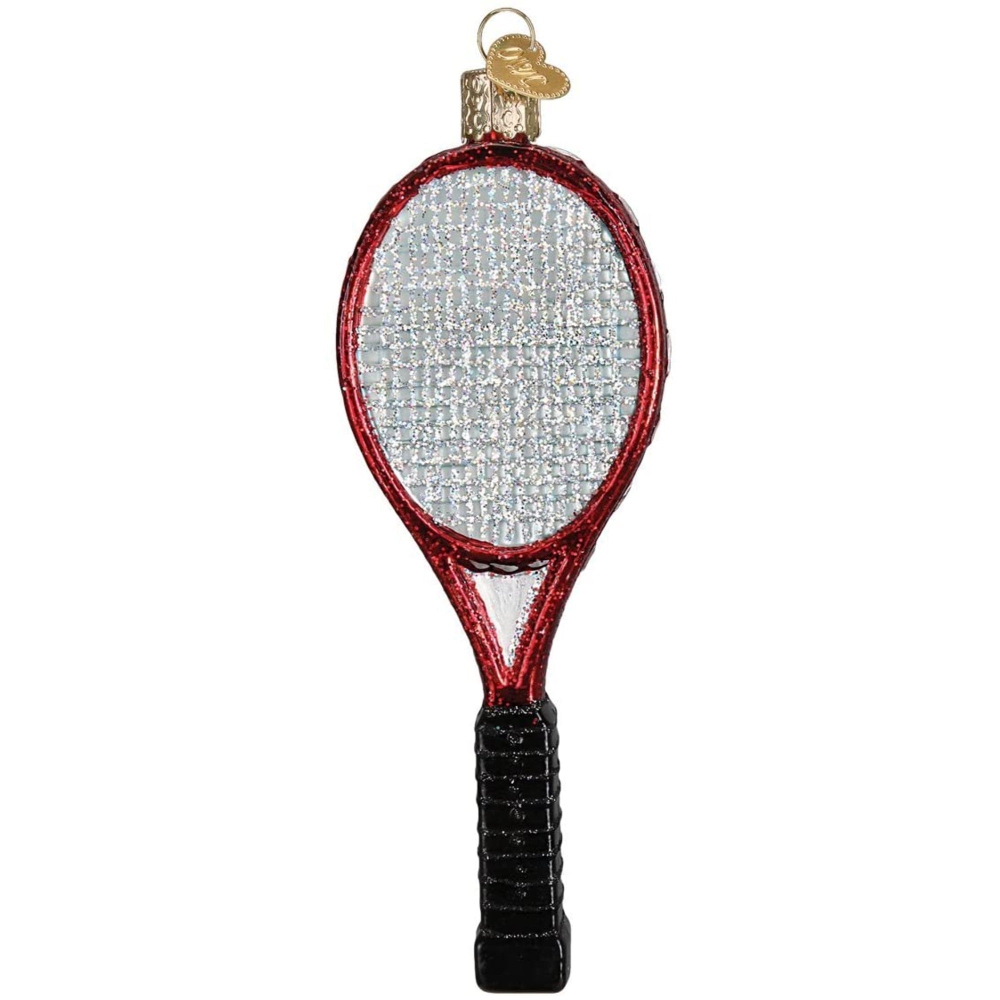 Old World Christmas Glass Blown Tree Ornament, Red Tennis Racket