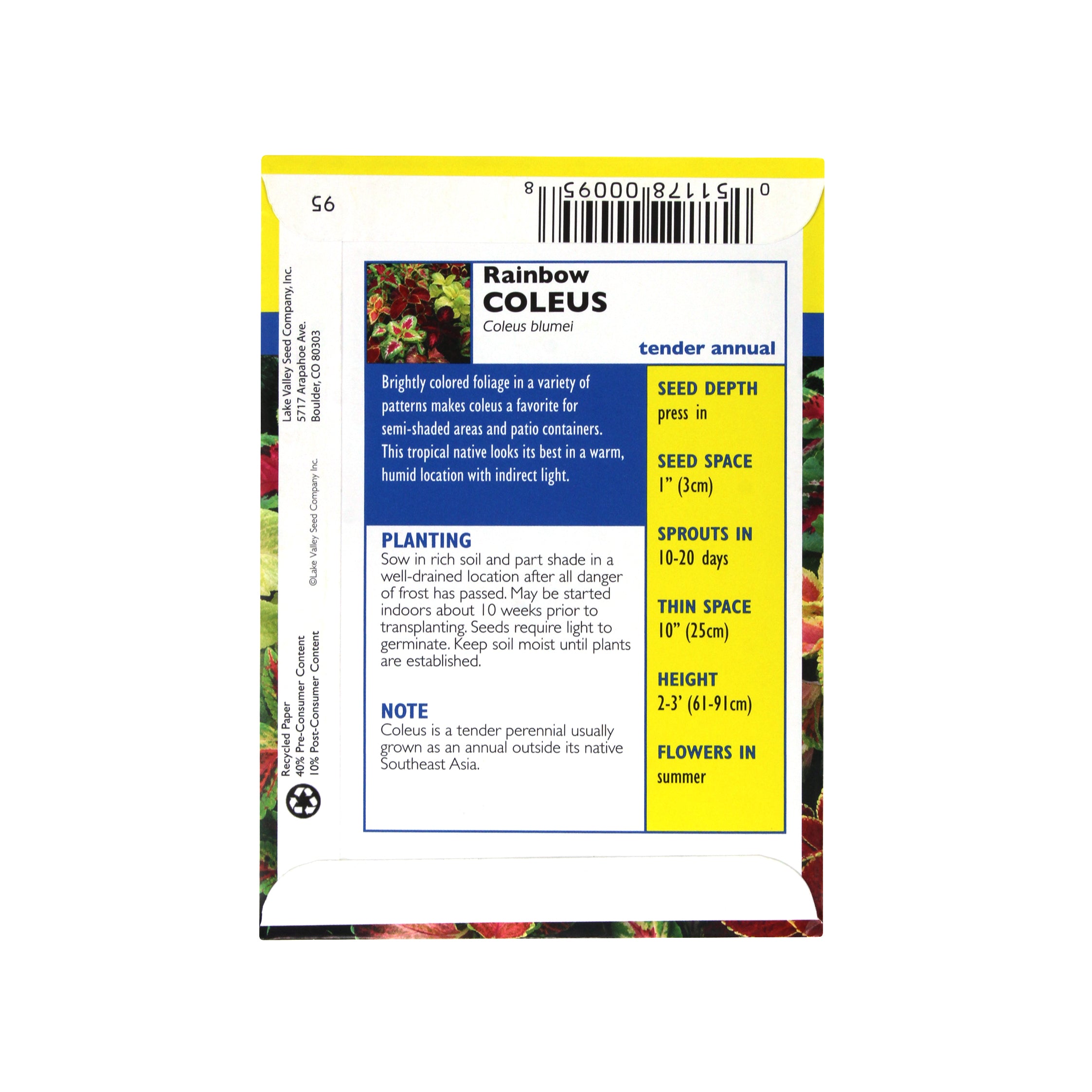 Lake Valley Seed Coleus Rainbow, 0.20g