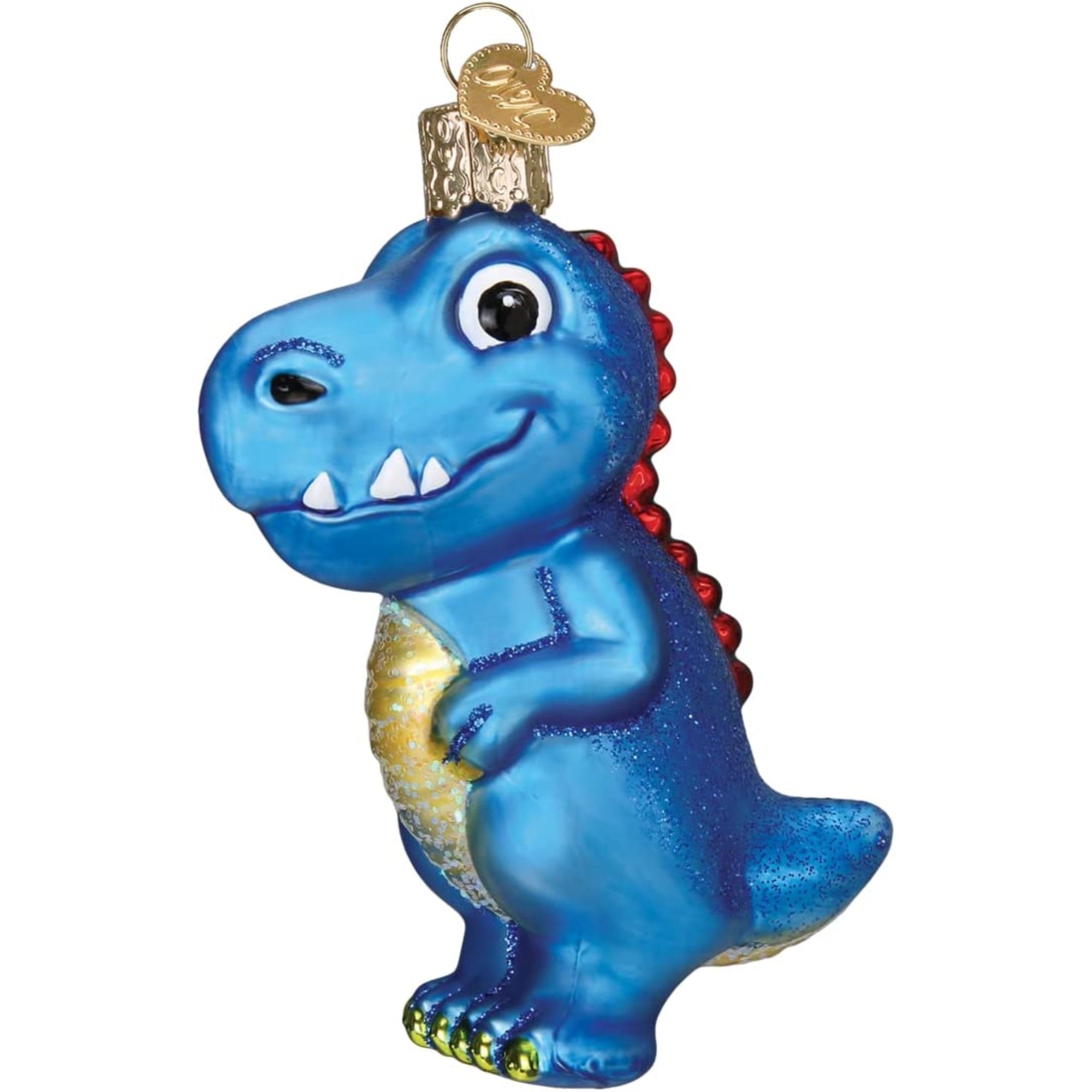 Old World Christmas Glass Blown A-Roarable Tyrannosaurus Ornament Blue, 3.5"