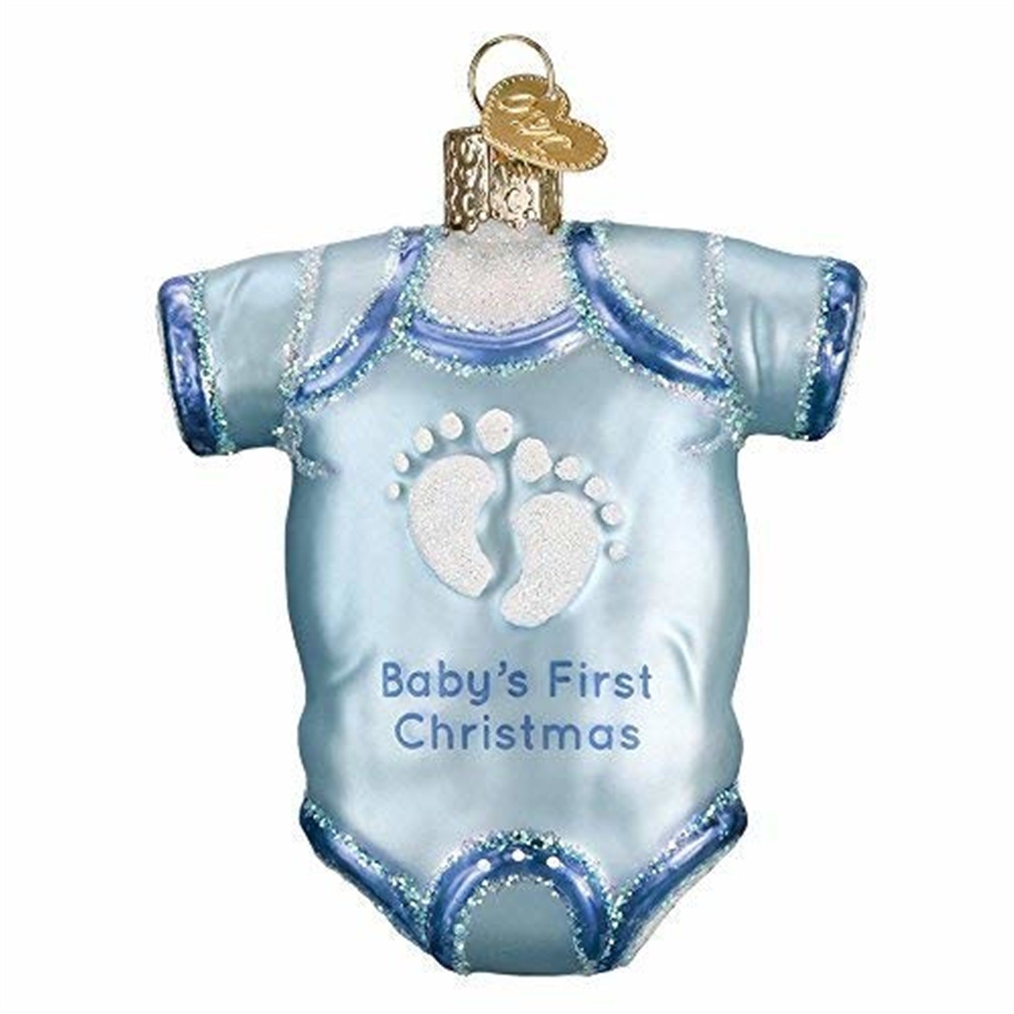Old World Christmas Blue Baby One Piece Glass Blown Ornament