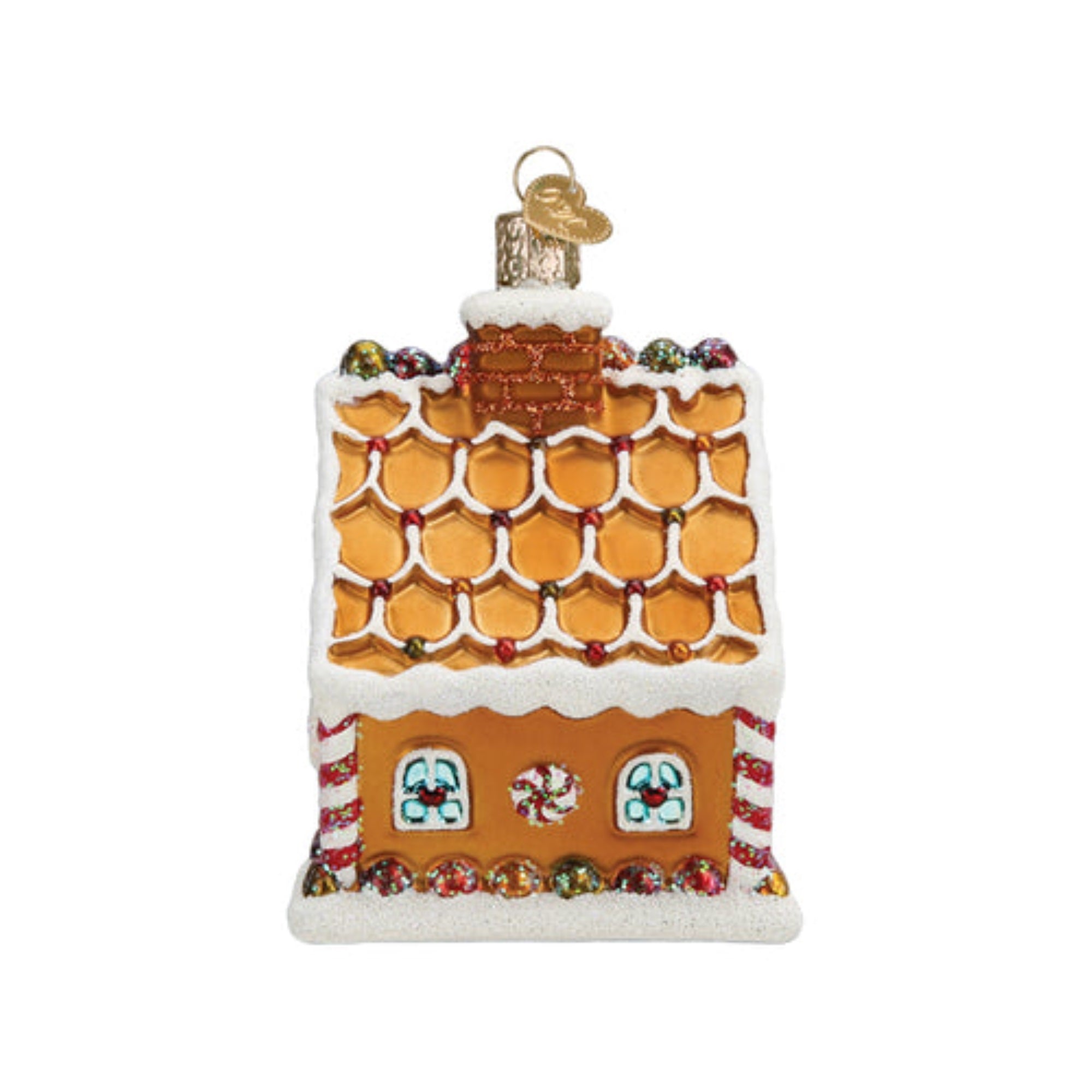 Old World Christmas Sweet Gingerbread Cottage Blown Glass Holiday Ornament For Tree