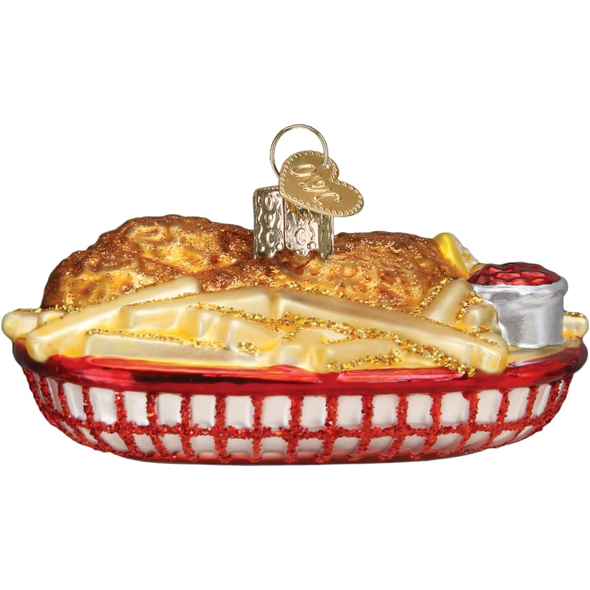 Old World Christmas Blown Glass Christmas Ornament, Chicken Basket