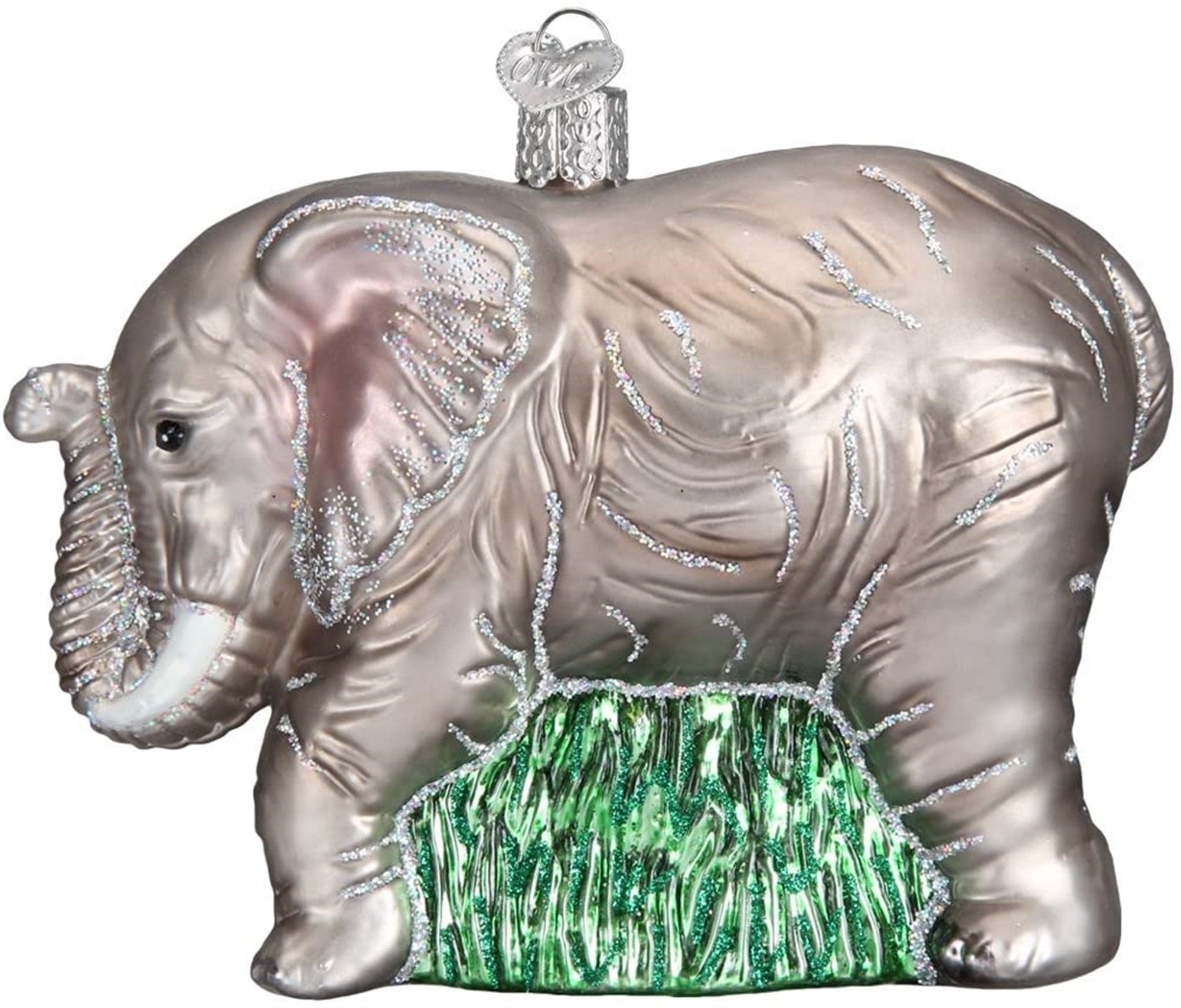 Old World Christmas Glass Blown Ornament Large Elephant, 5"