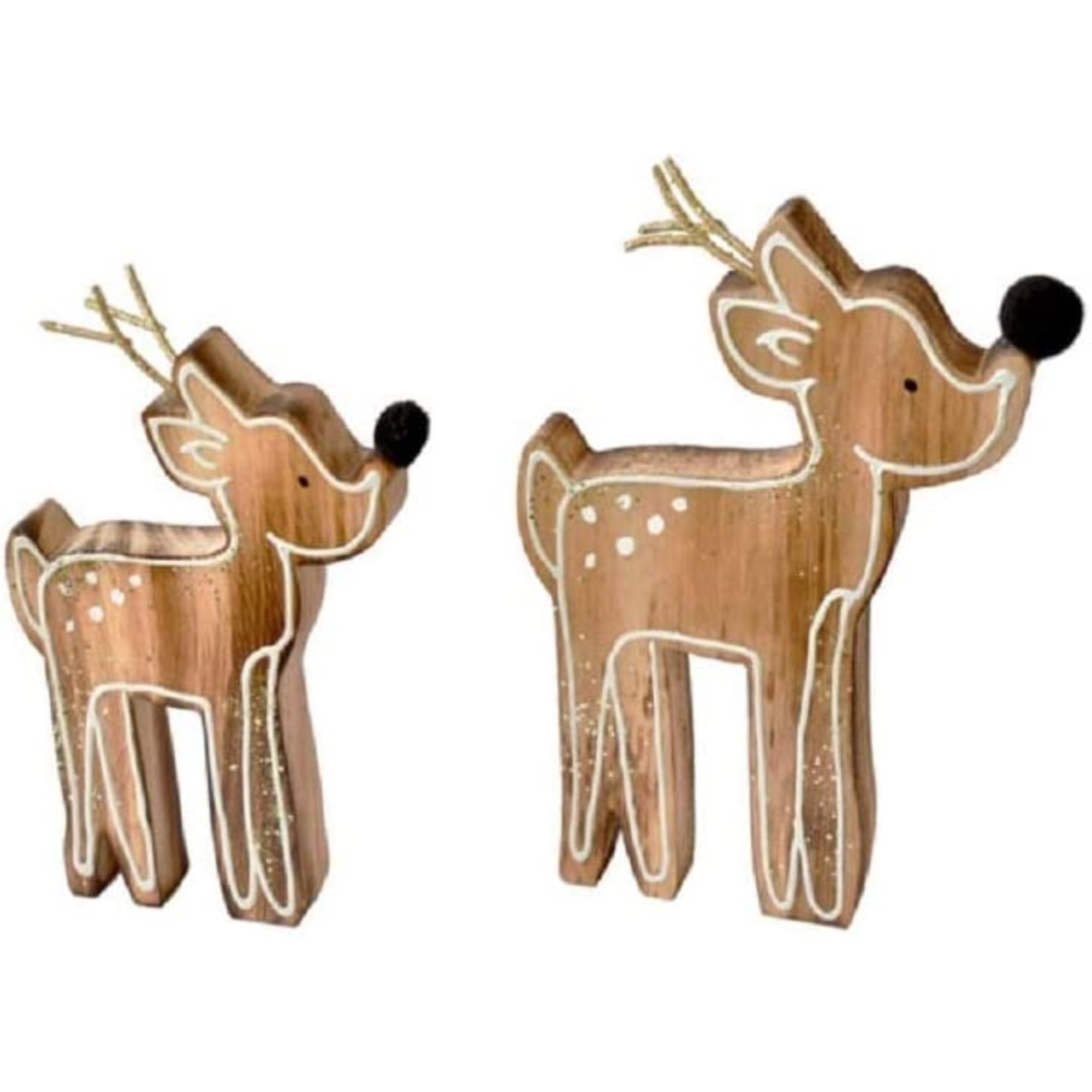 Ganz Wooden Tabletop Reindeer Figurines, 2 Piece Set
