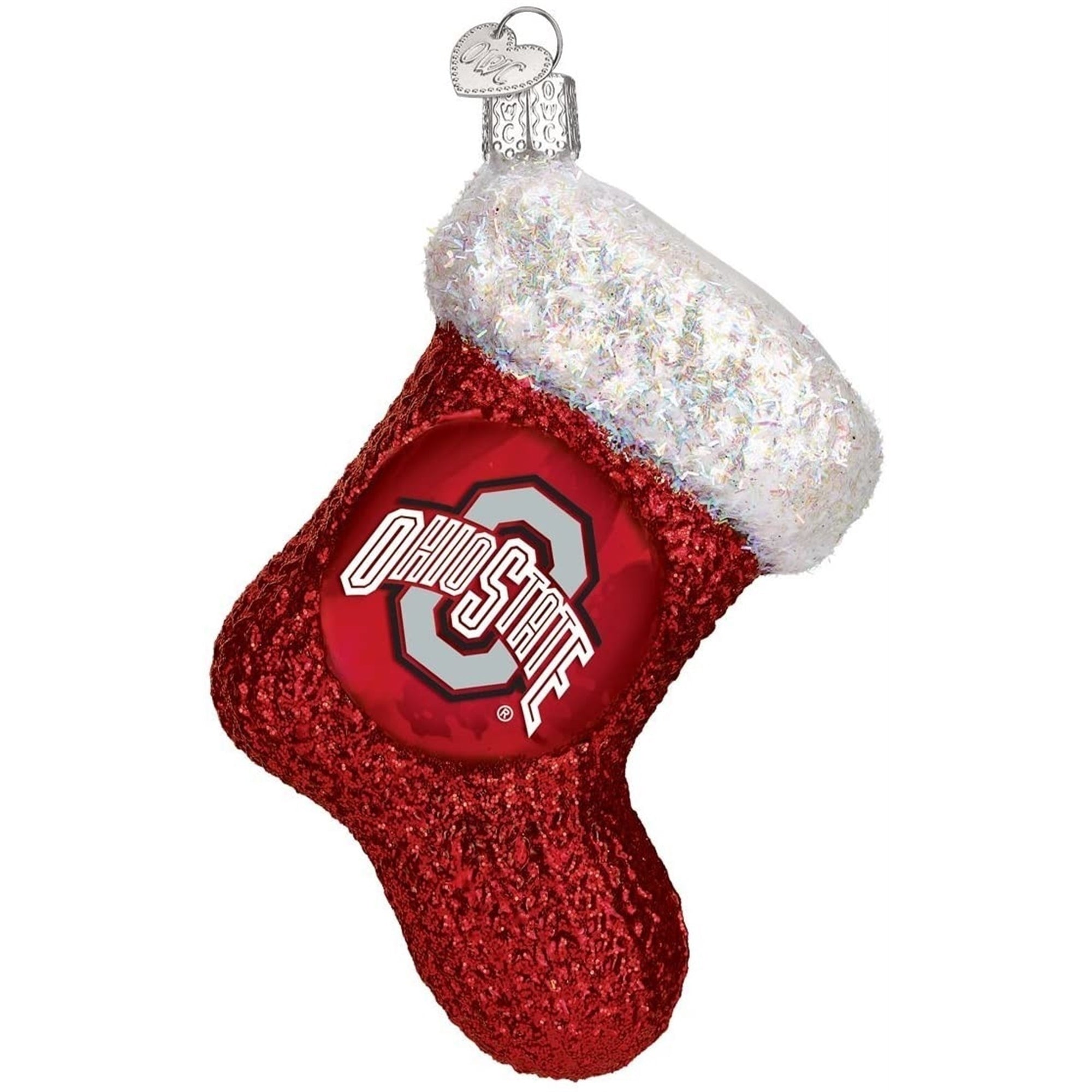 Old World Christmas 64808 Glass Blown Ohio State Stocking Ornament