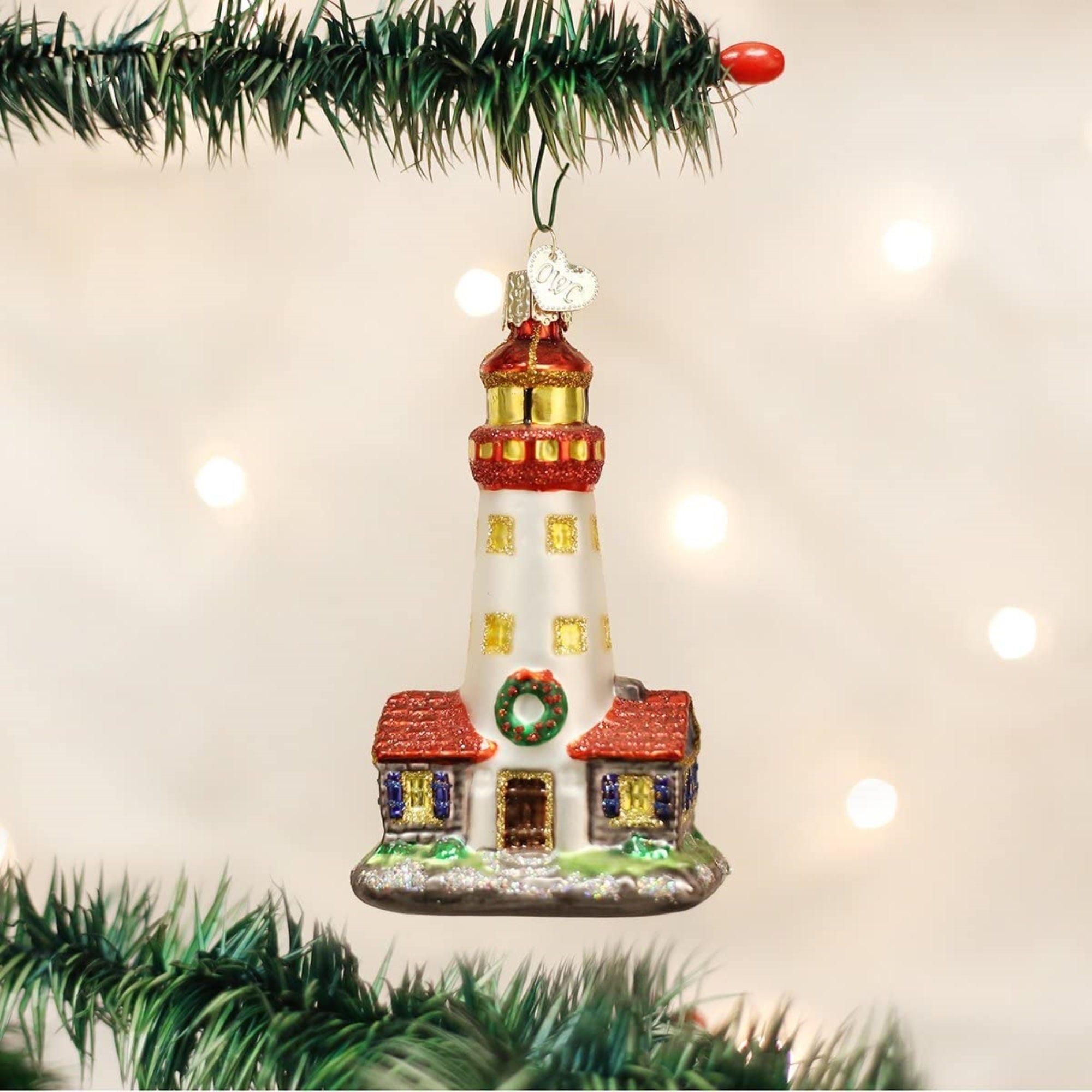 Old World Christmas Blown Glass Christmas Ornament, Lighthouse
