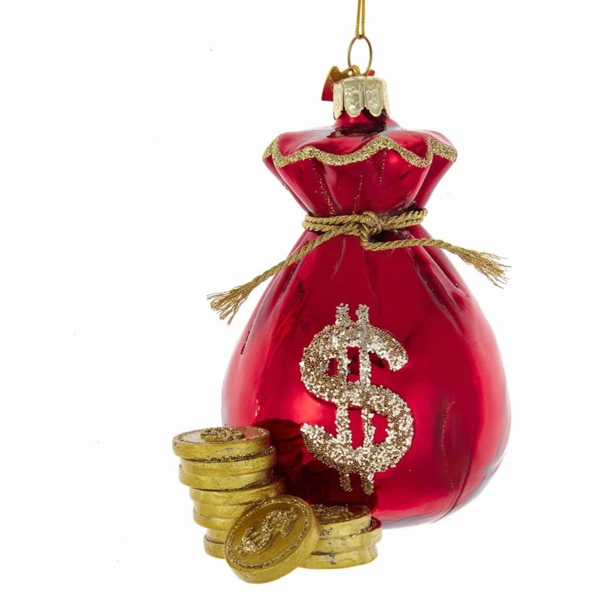 Kurt Adler Noble Gems Red Sack Of Money Christmas Tree Ornament