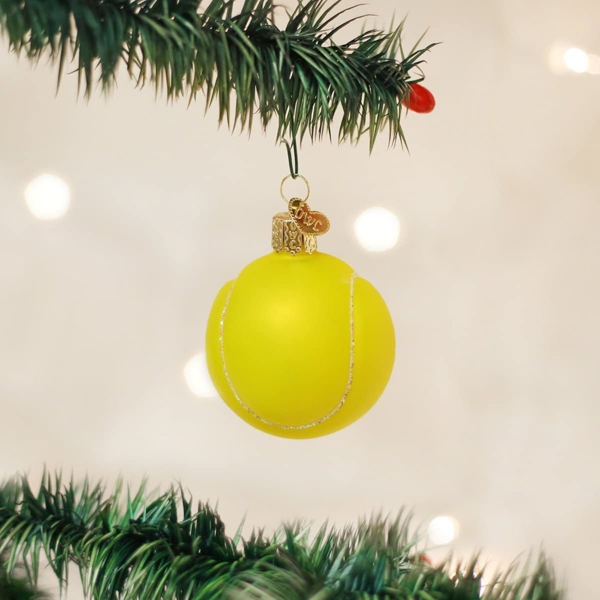 Old World Christmas Blown Glass Christmas Ornament, Tennis Ball