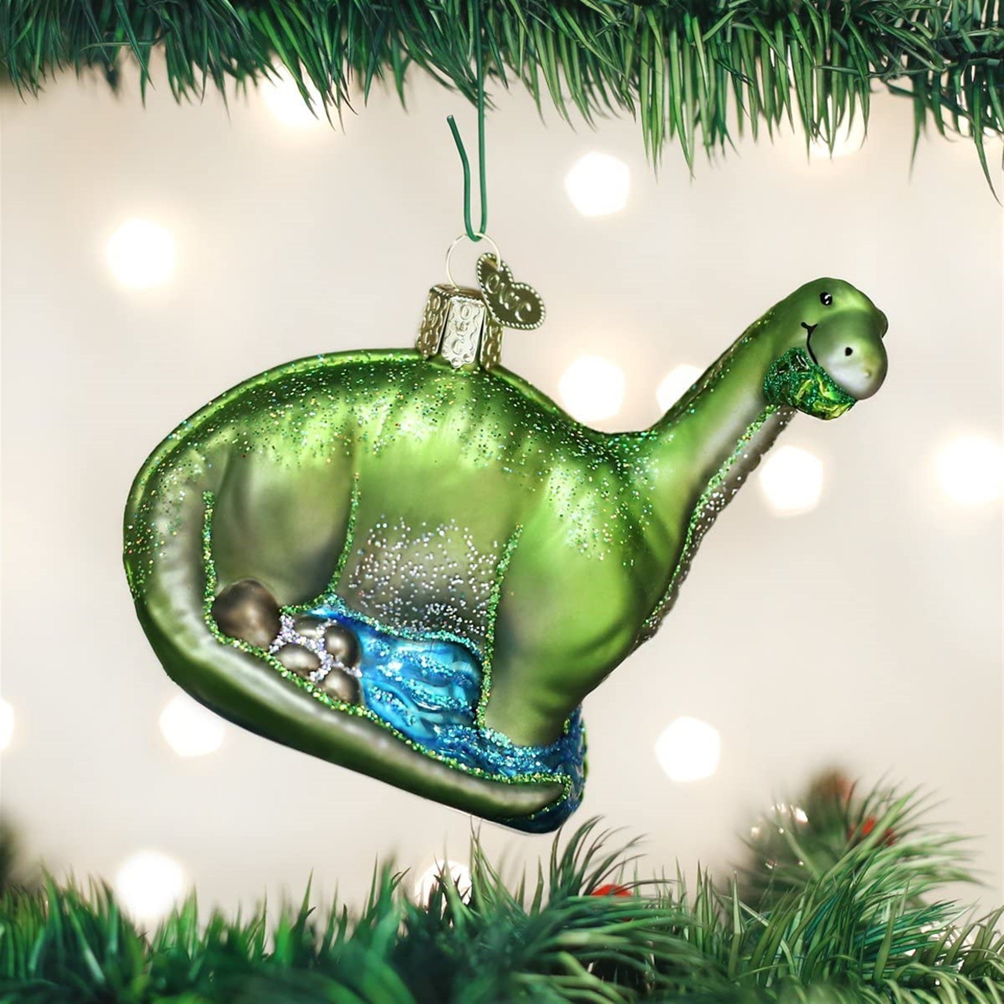 Old World Christmas Glass Blown Brontosaurus Ornament