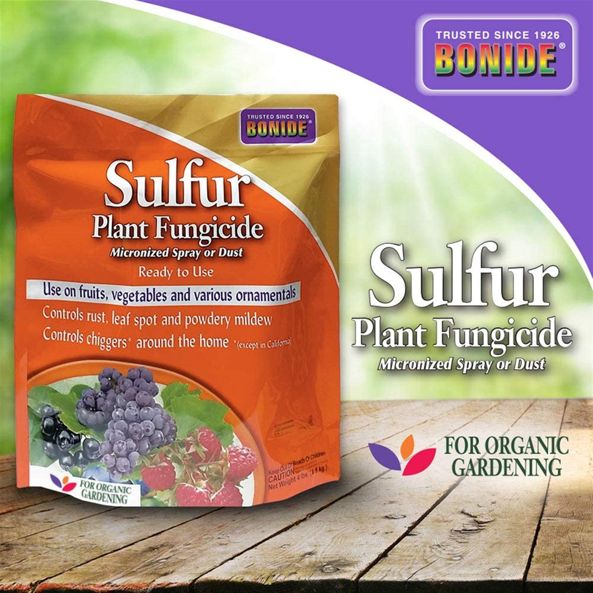Bonide Sulfur Plant Fungicide Organically Controls Rust Leaf Spot and Powdery Mildew (4 lb.)