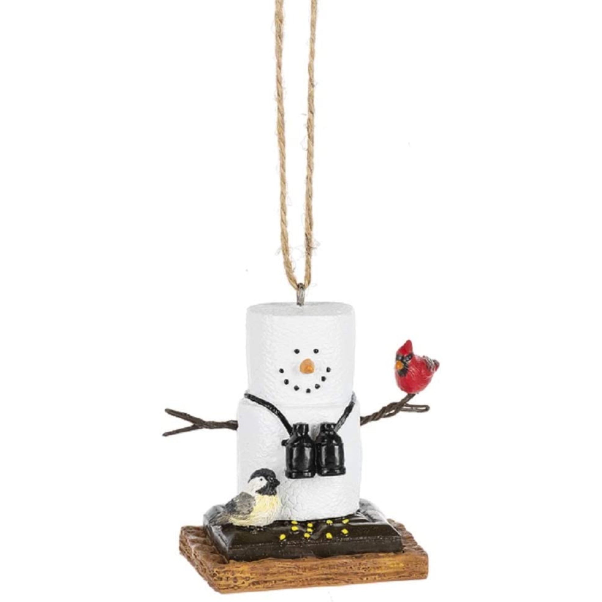 Ganz Smores Birdwatcher Snowman Plastic Holiday Christmas Ornament