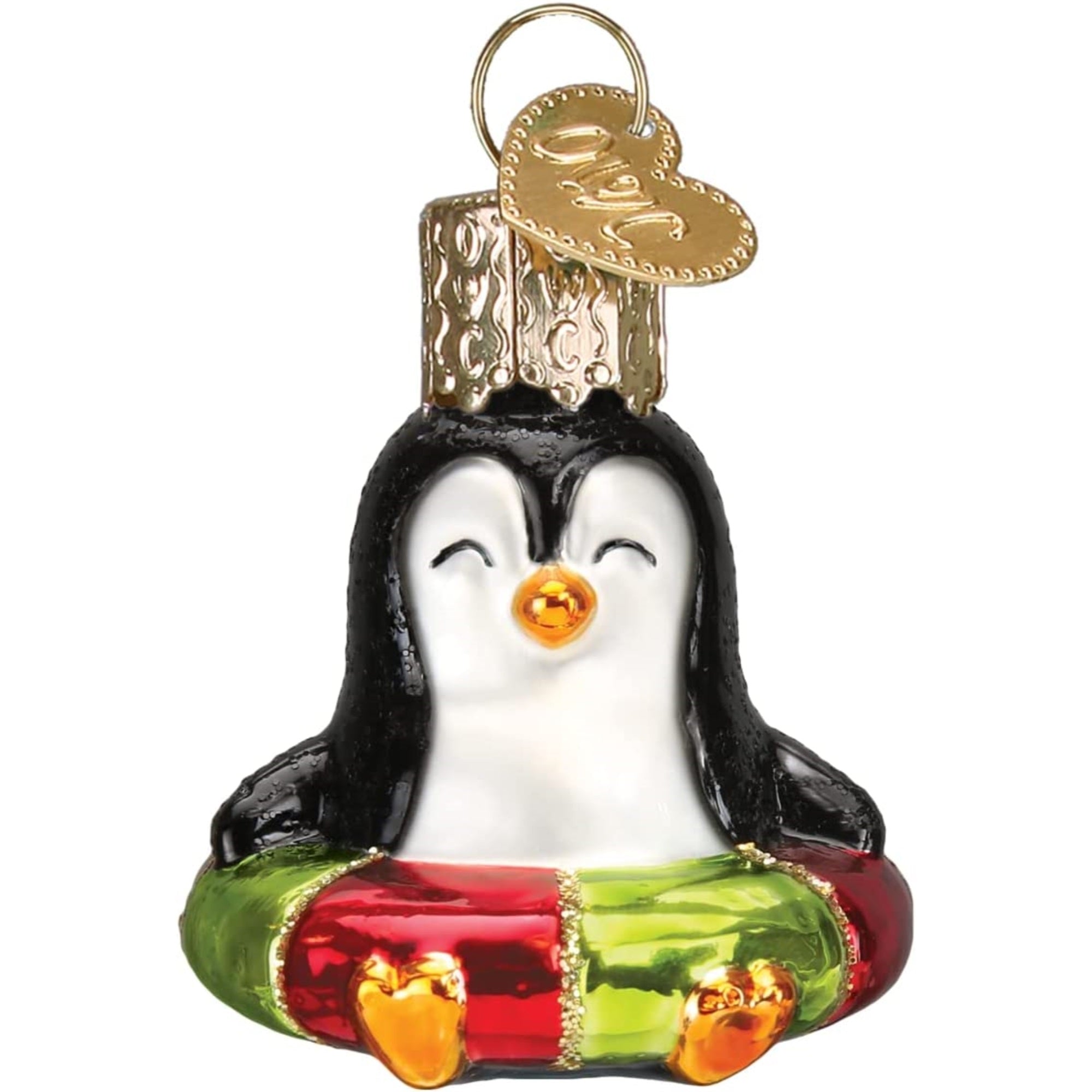 Old World Christmas Mini Glass Blown Penguin Ornament, 1.75"