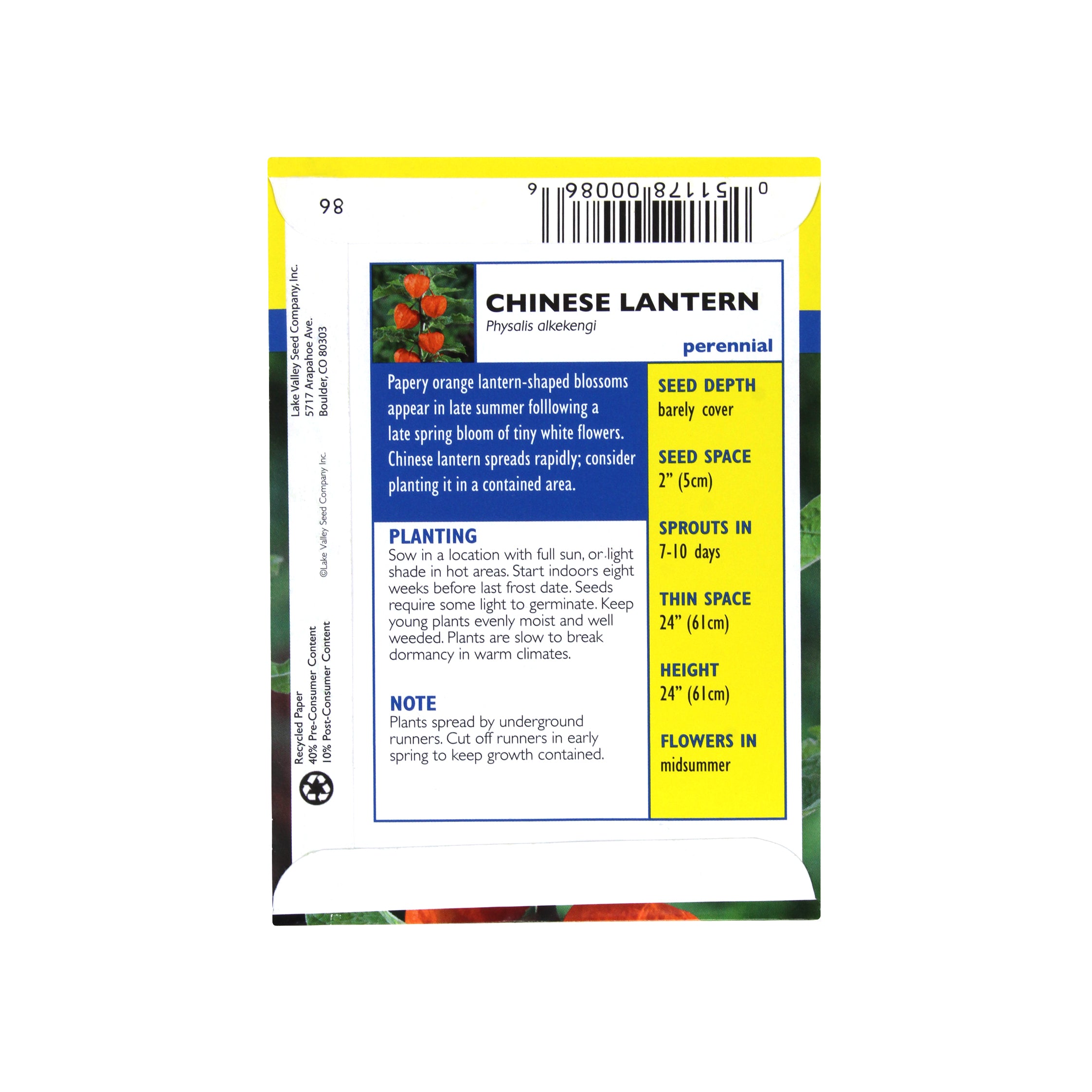 Lake Valley Seed Chinese Lantern, 0.3g