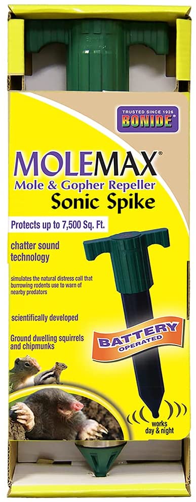 Bonide Molemax Battery Powered Sonic Spike Mole & Gopher Repellent