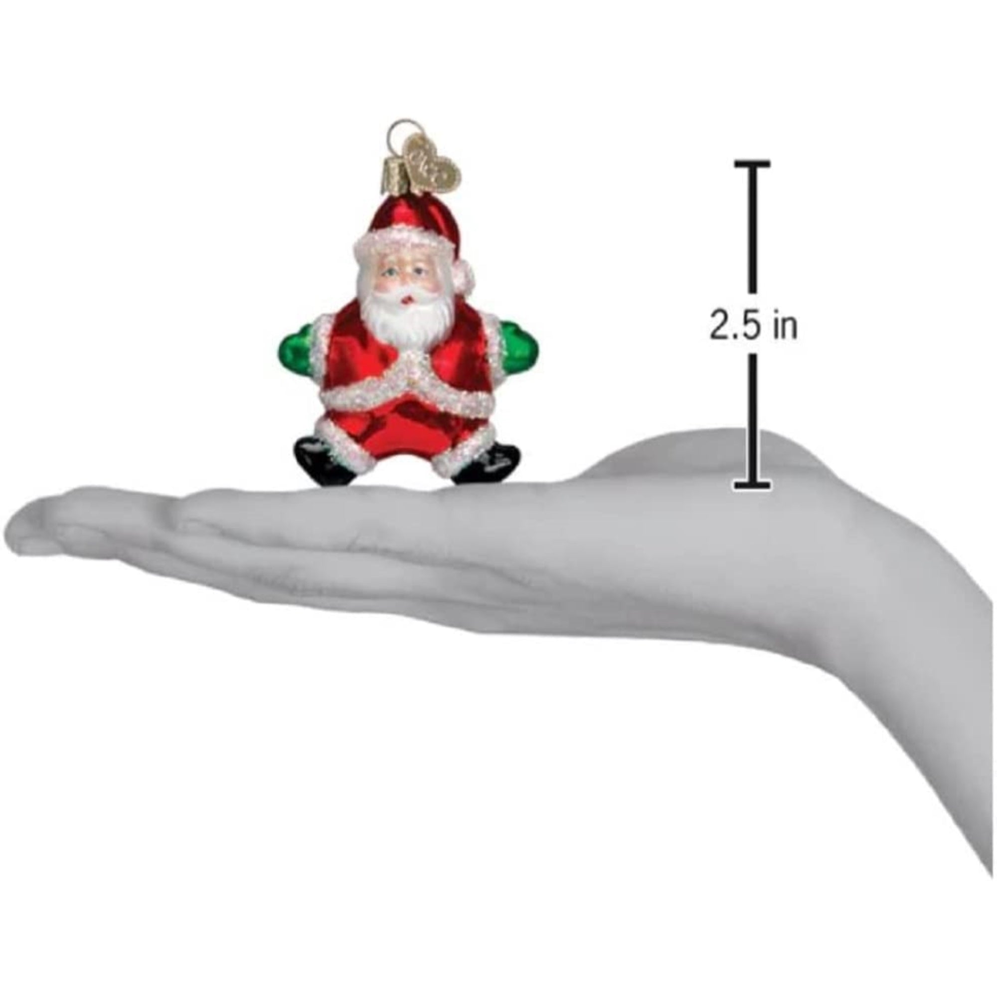 Old World Christmas Glass Blown Small Silly Santa Ornament, 2.5"