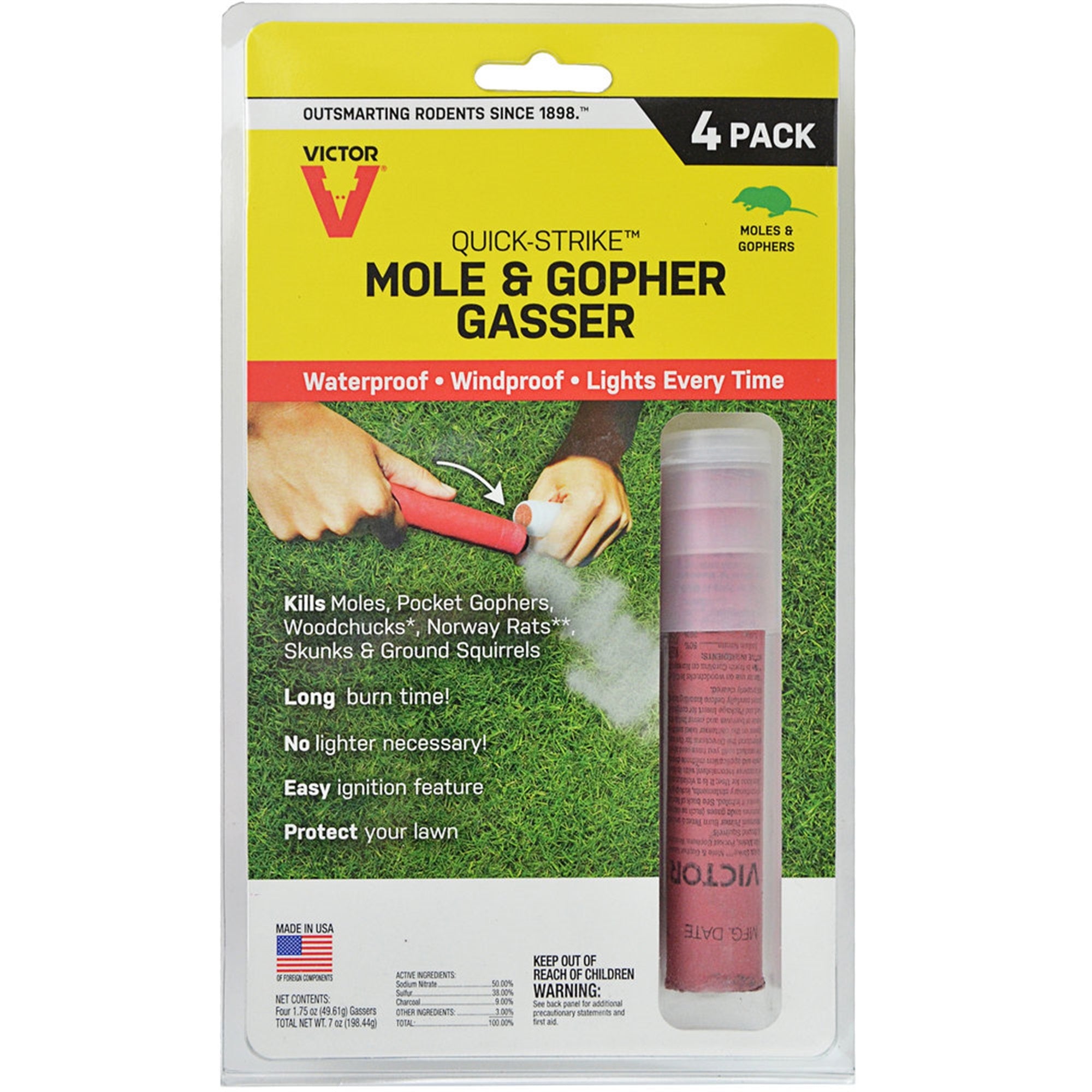 Victor Pest Quick Strike Mole & Gopher Gasser, 4-pack (Quantity of 1)