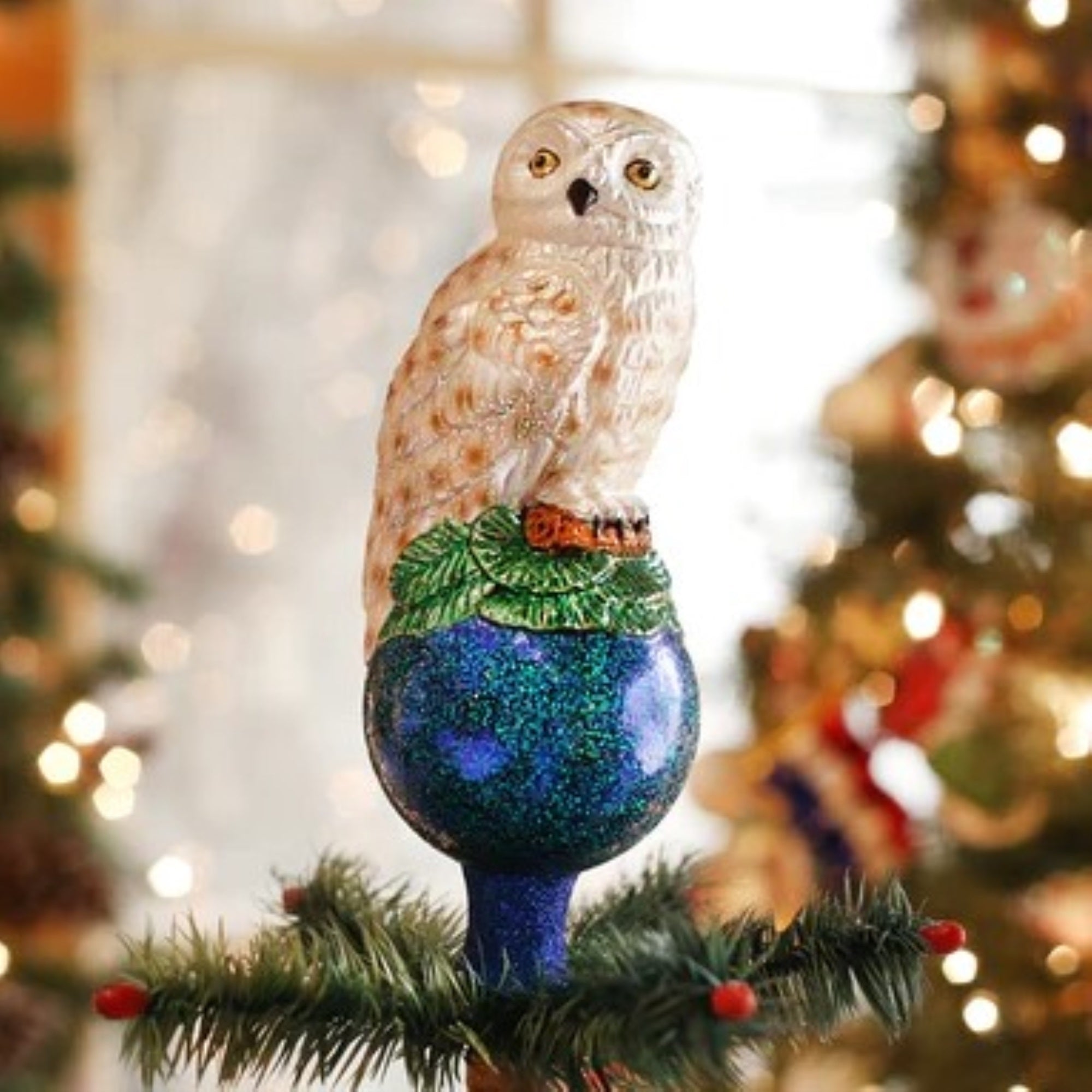 Old World Christmas Glass Blown Owl Tree Topper