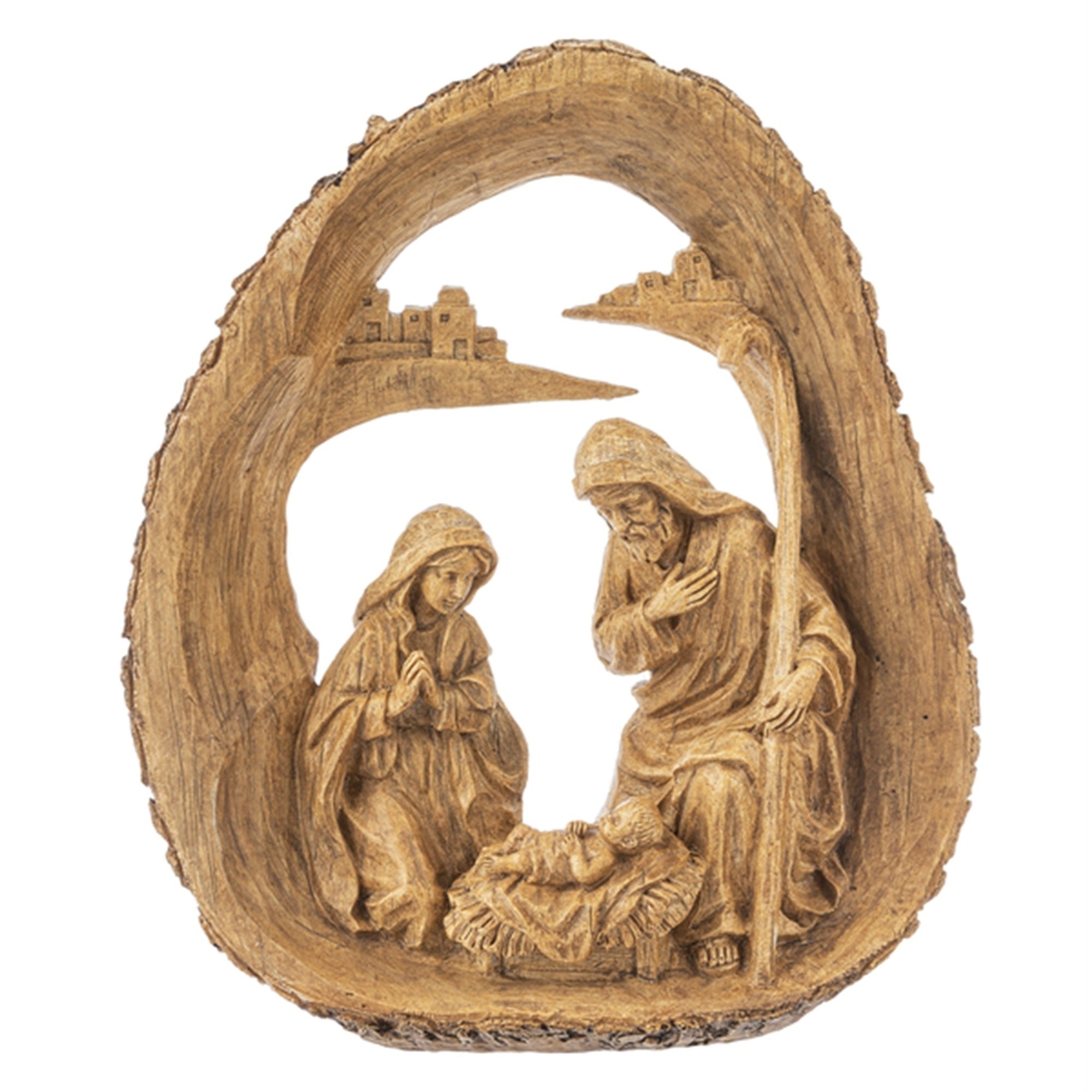 Ganz Log Nativity Figurine Christmas Decoration, Brown