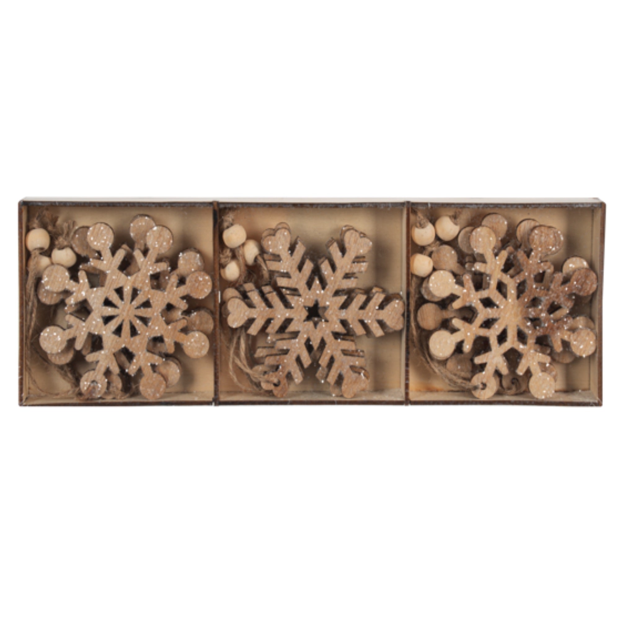 Ganz Natural Wooden Snowflake Ornament Boxed Set, 9-Piece Set, Assorted Styles