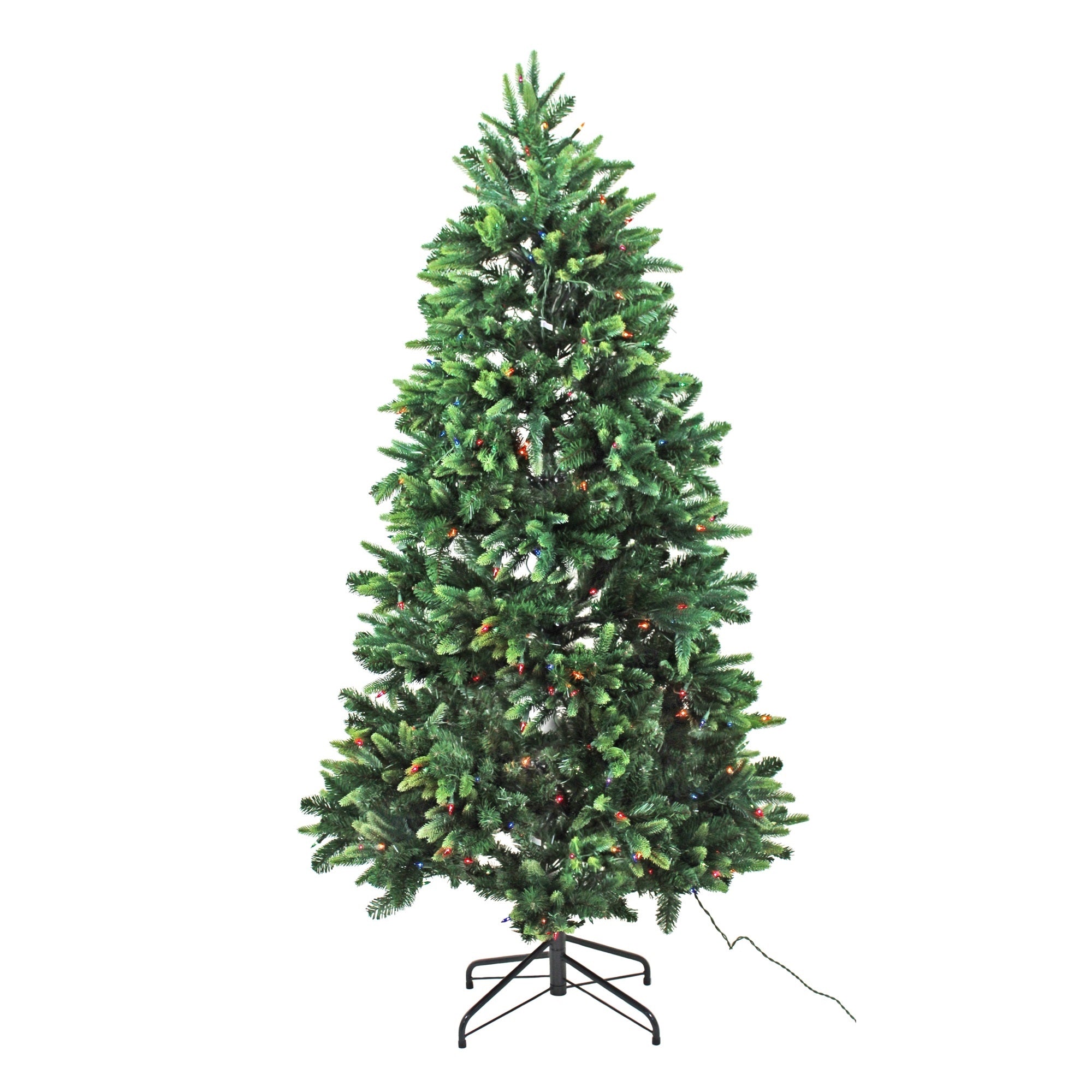 Lapland Artificial Christmas Tree, 350 Multi-Colored Lights, Green, 6 Feet Tall