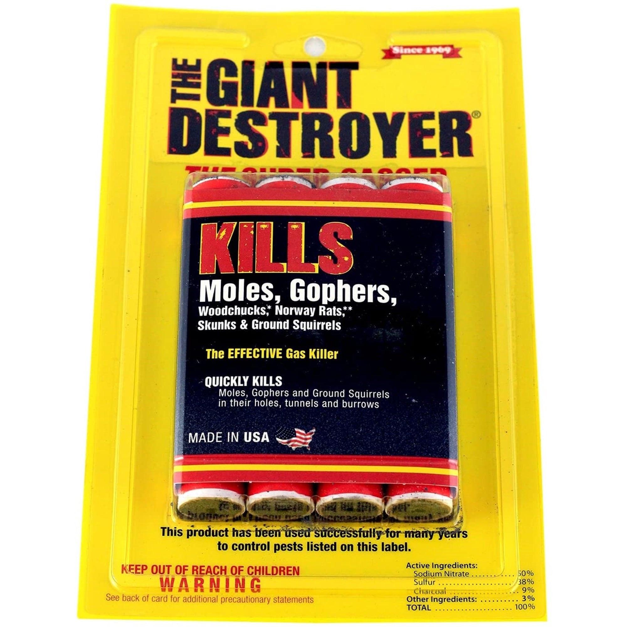 Atlas Giant Destroyer Gas Bomb Gopher, Mole and Rat Killer- 1 (4 per pack)