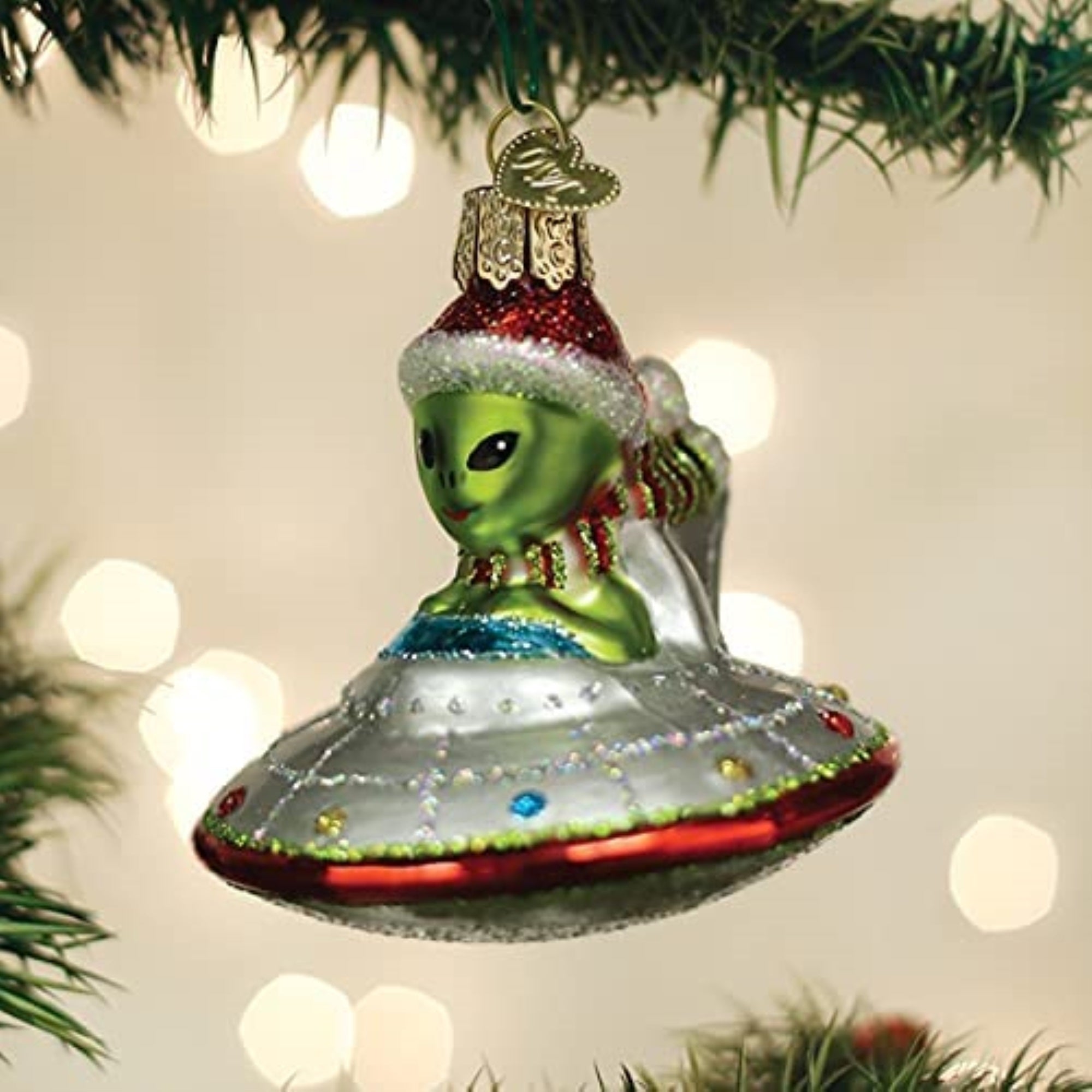 Old World Christmas Glass Blown Tree Ornament, Christmas UFO