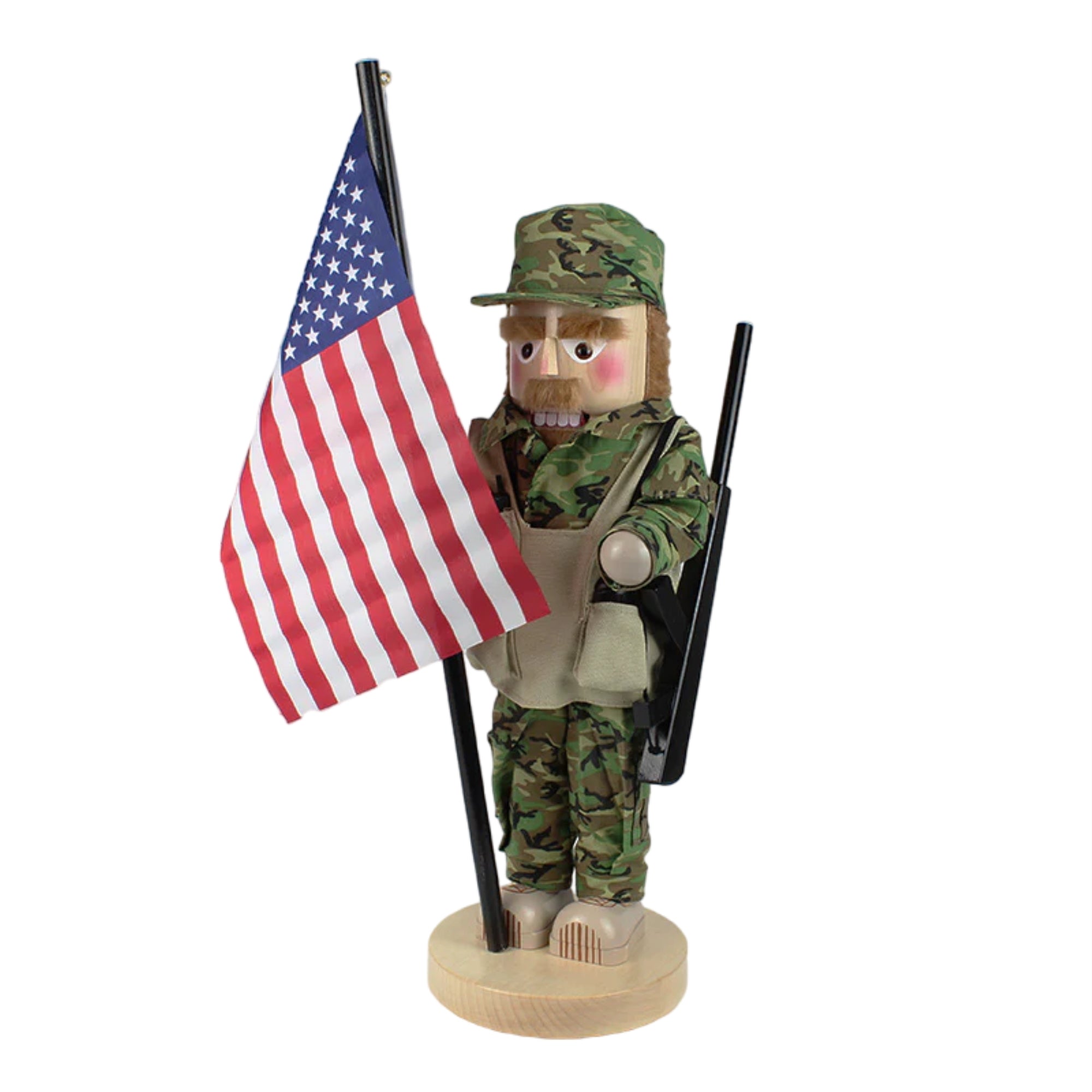 Steinbach Wooden Big Nutcracker For Christmas Decoration From Germany, U.S. Army Soldier, 17.25"