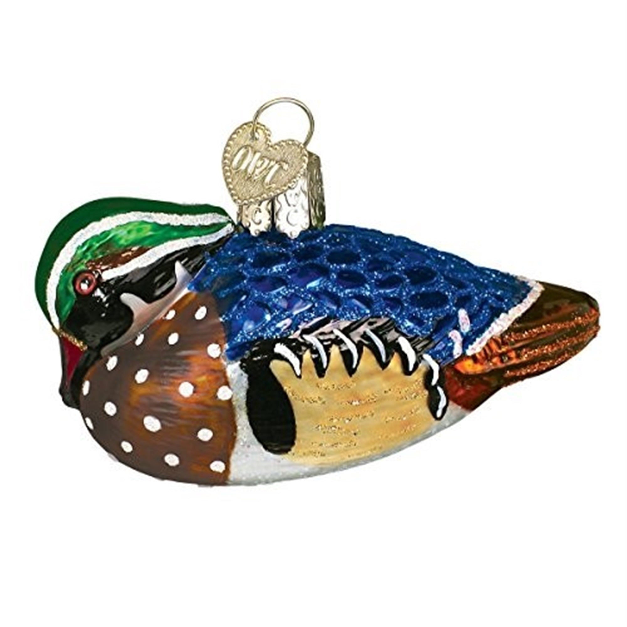 Old World Christmas Glass Blown Wood Duck Ornament