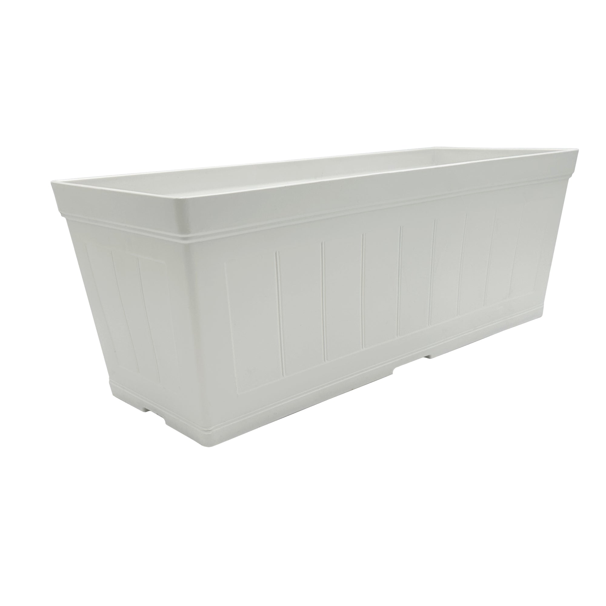 Classic Home and Garden Plastic Falmouth Window Box Planter with Drainage Holes, Starlight White Beadboard, 24in