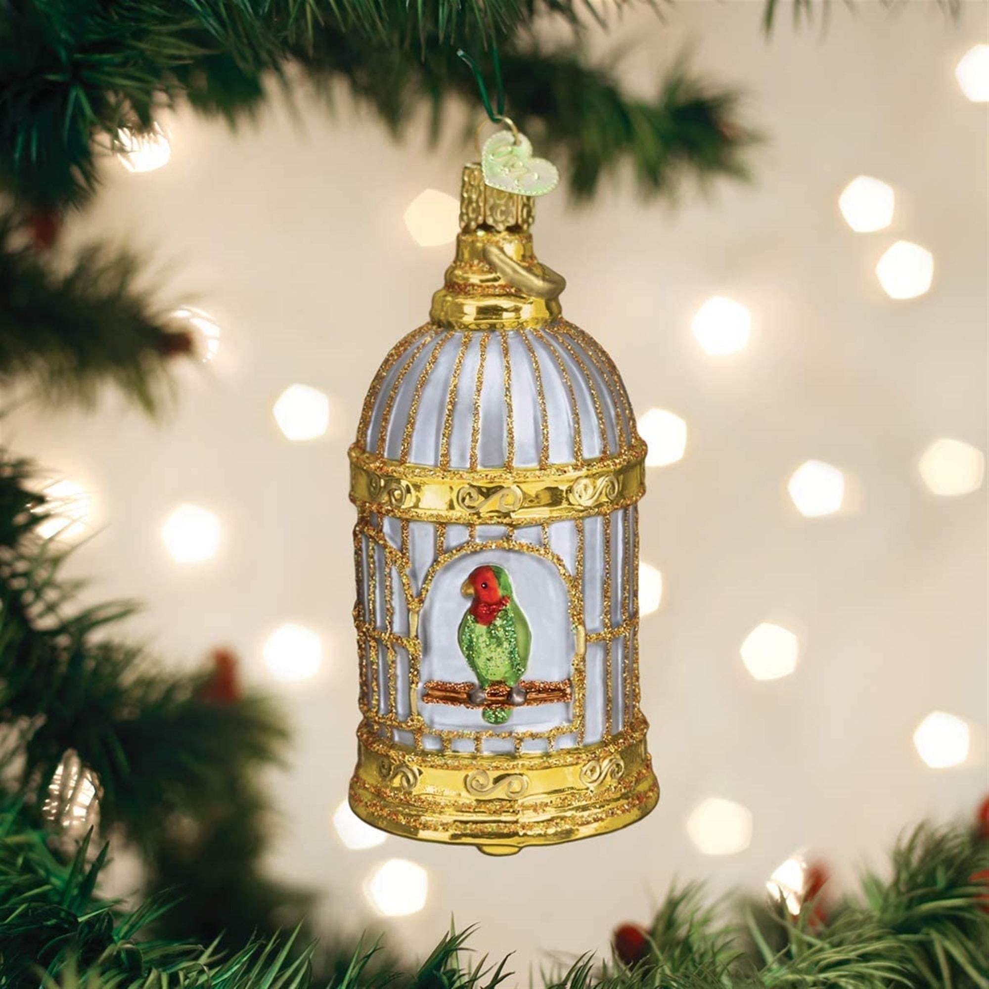 Old World Christmas Blown Glass Christmas Ornament, Vintage Bird Cage