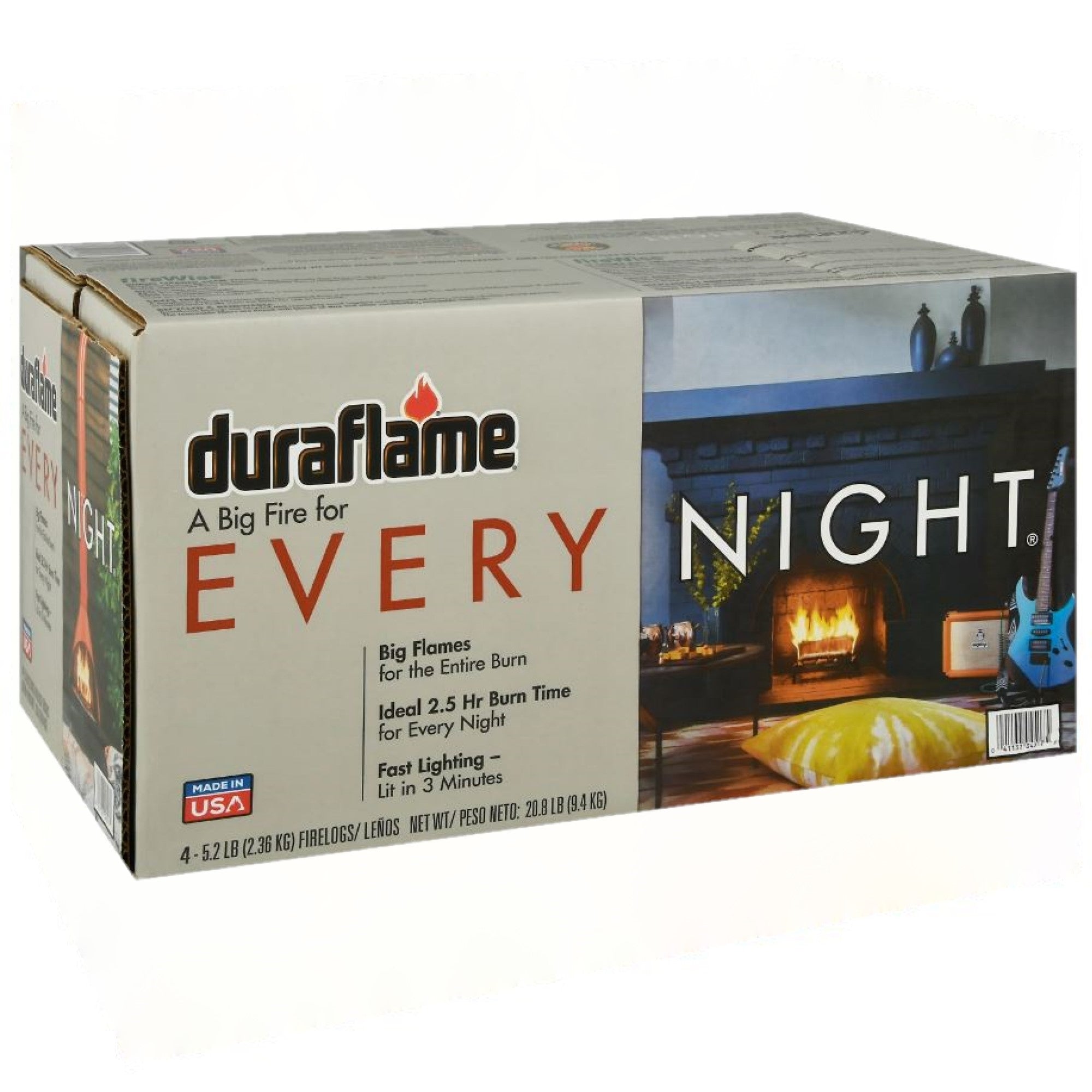 Duraflame Every Night Firelogs, 2.5 Hour Burn Time, 5.2lb (Pack of 4)