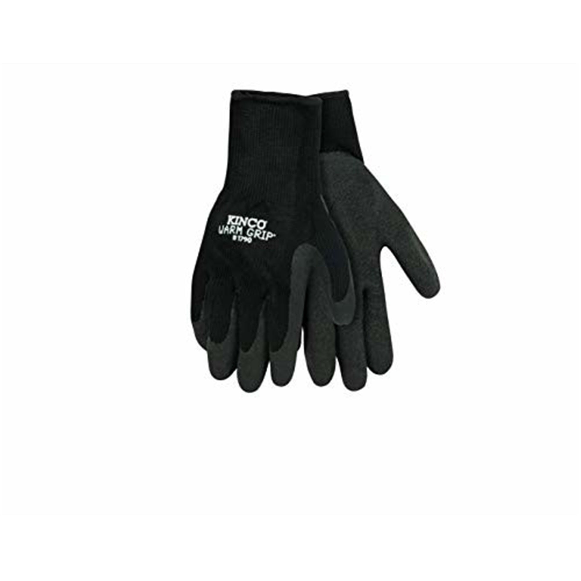 Kinco Warm Grip Thermal Knit Shell with Latex Palm, Black, Size Large