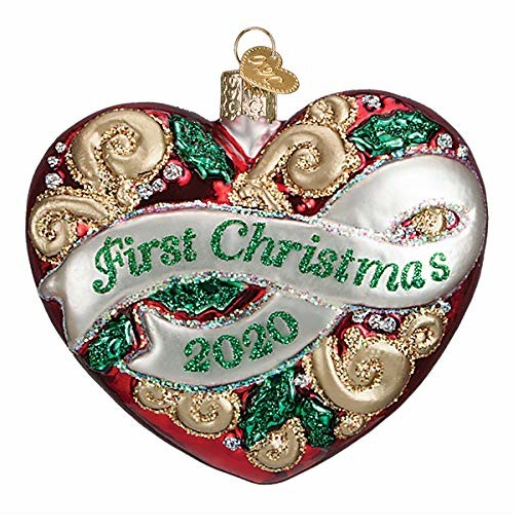 Old World Christmas Glass Blown 2020 Christmas Heart Ornament