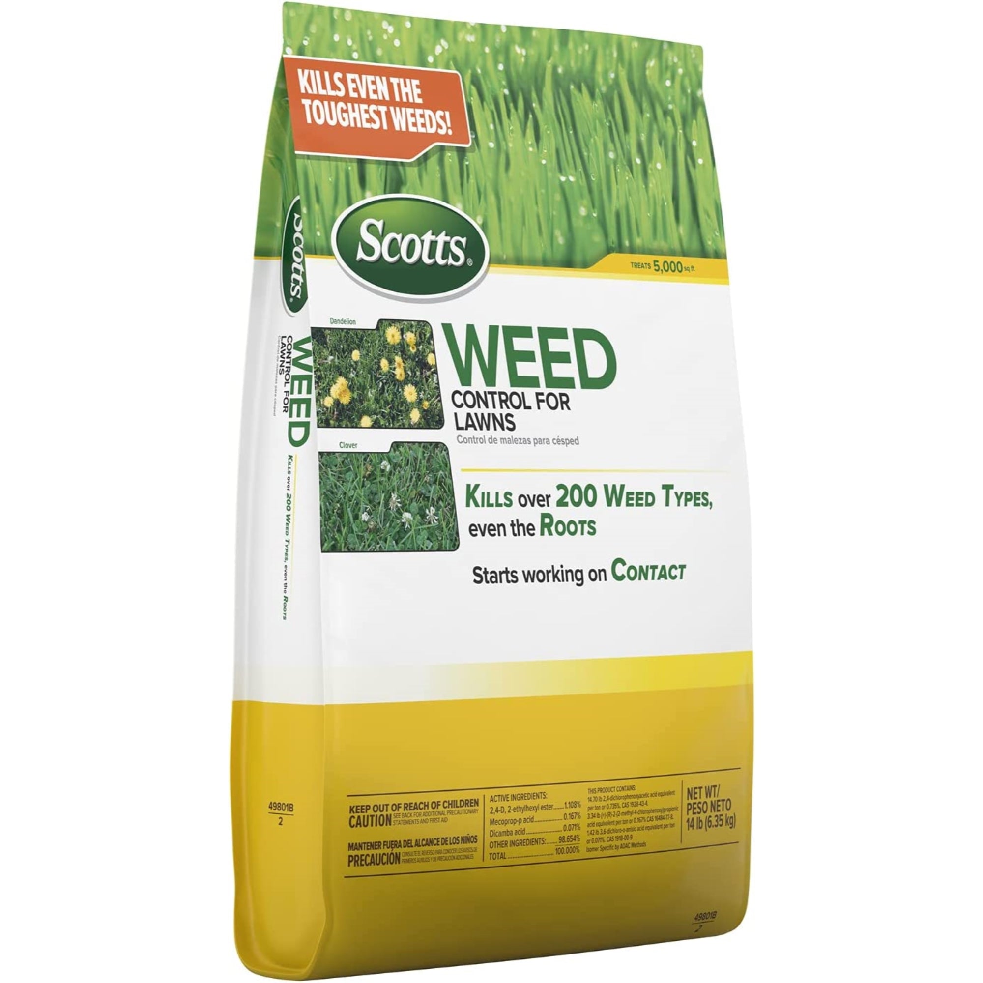 Scotts Granular Weed Control for Lawns, Covers 5,000 SqFt, 14lb Bag