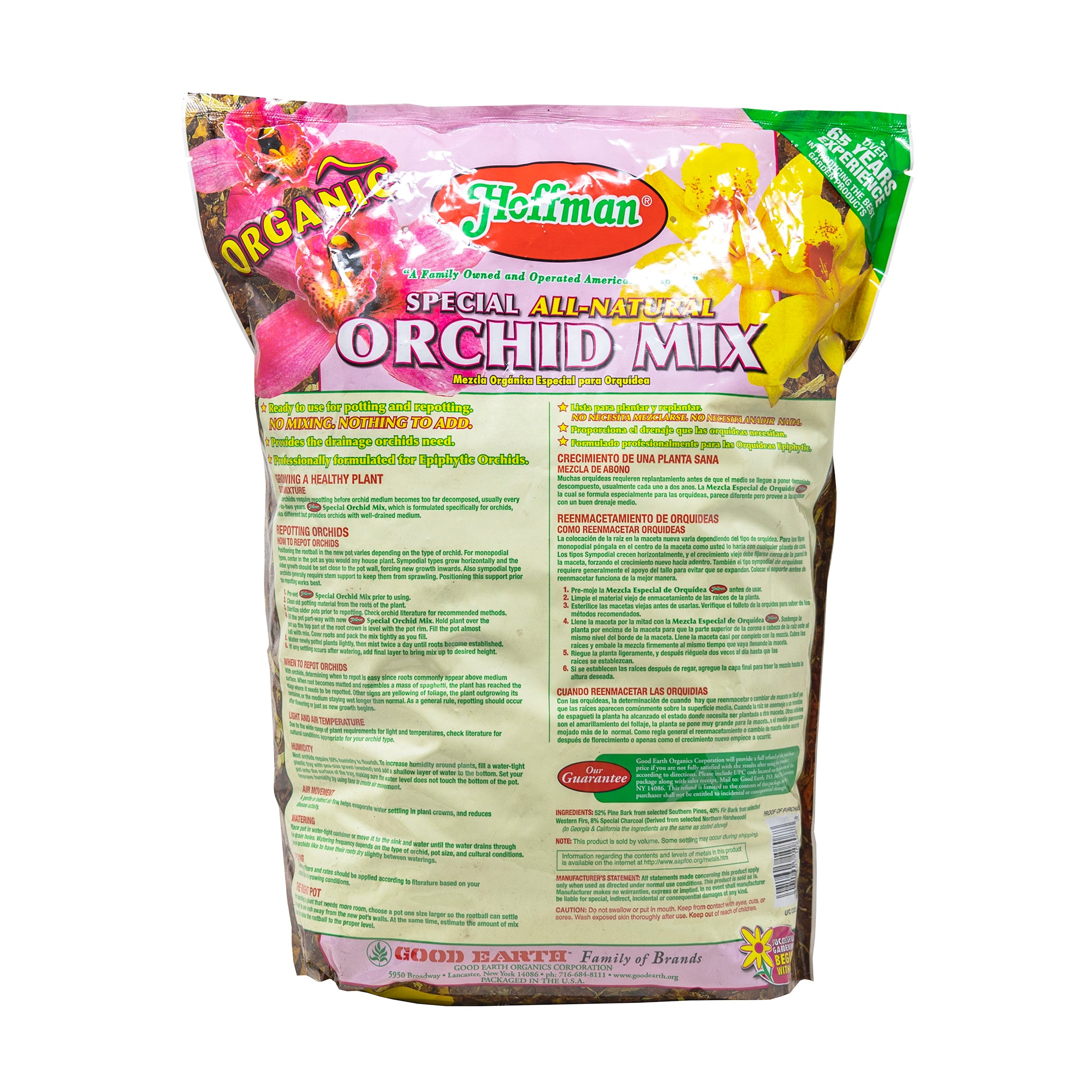 Hoffman Organic All-Natural Pre-Mixed Special Orchid Mix Potting Soil, 8 Quart Bag