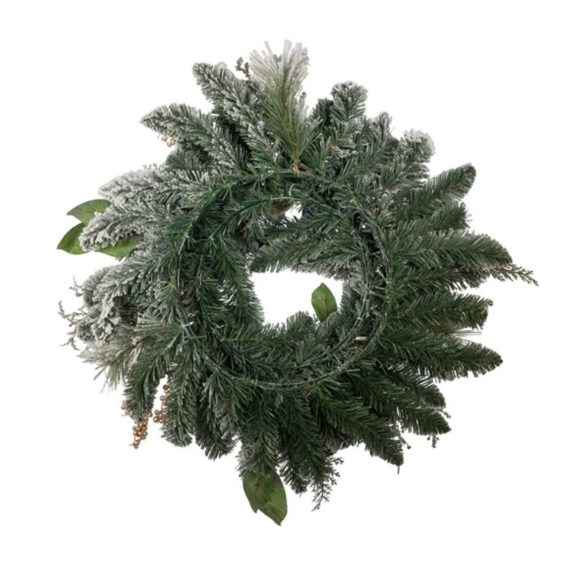 Kurt Adler Artificial Blue, Silver, and Gold Poinsettia Flocked Wreath Christmas Decoration, 24"