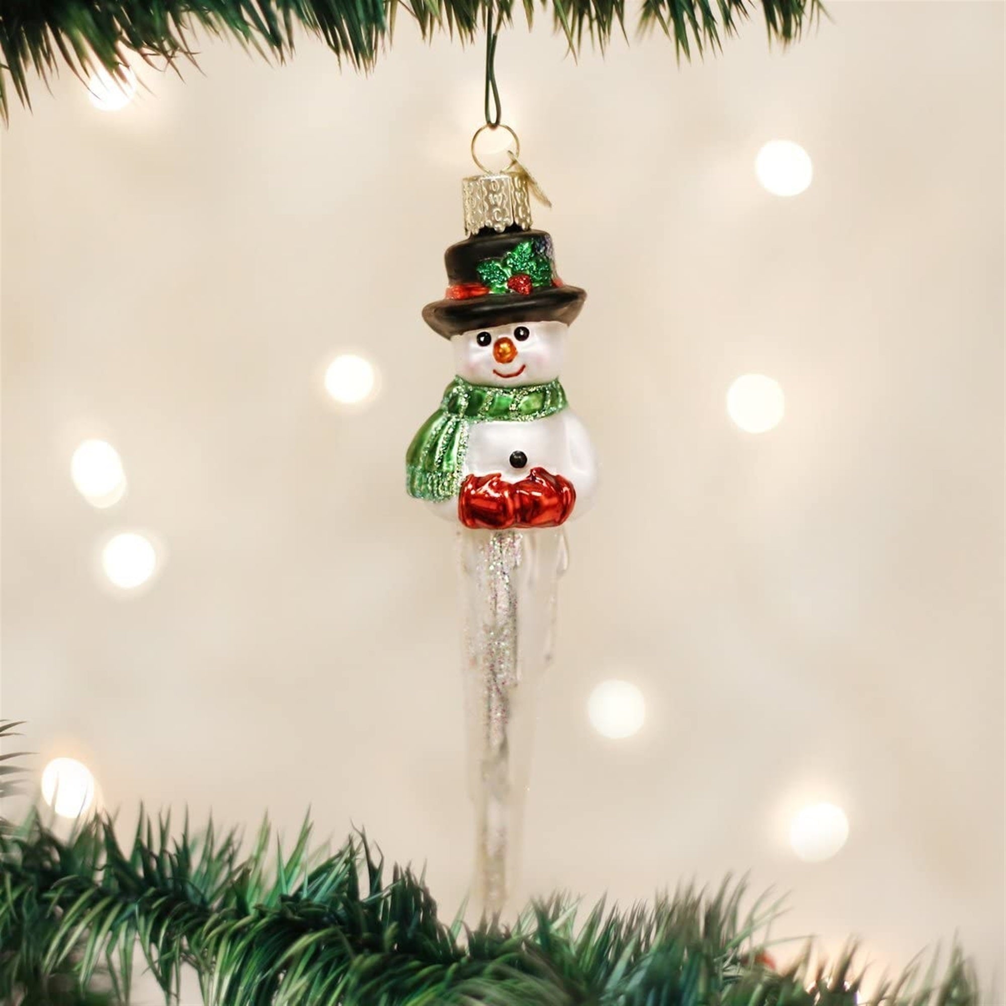 Old World Christmas Glass Blown Icicle Snowman Ornament