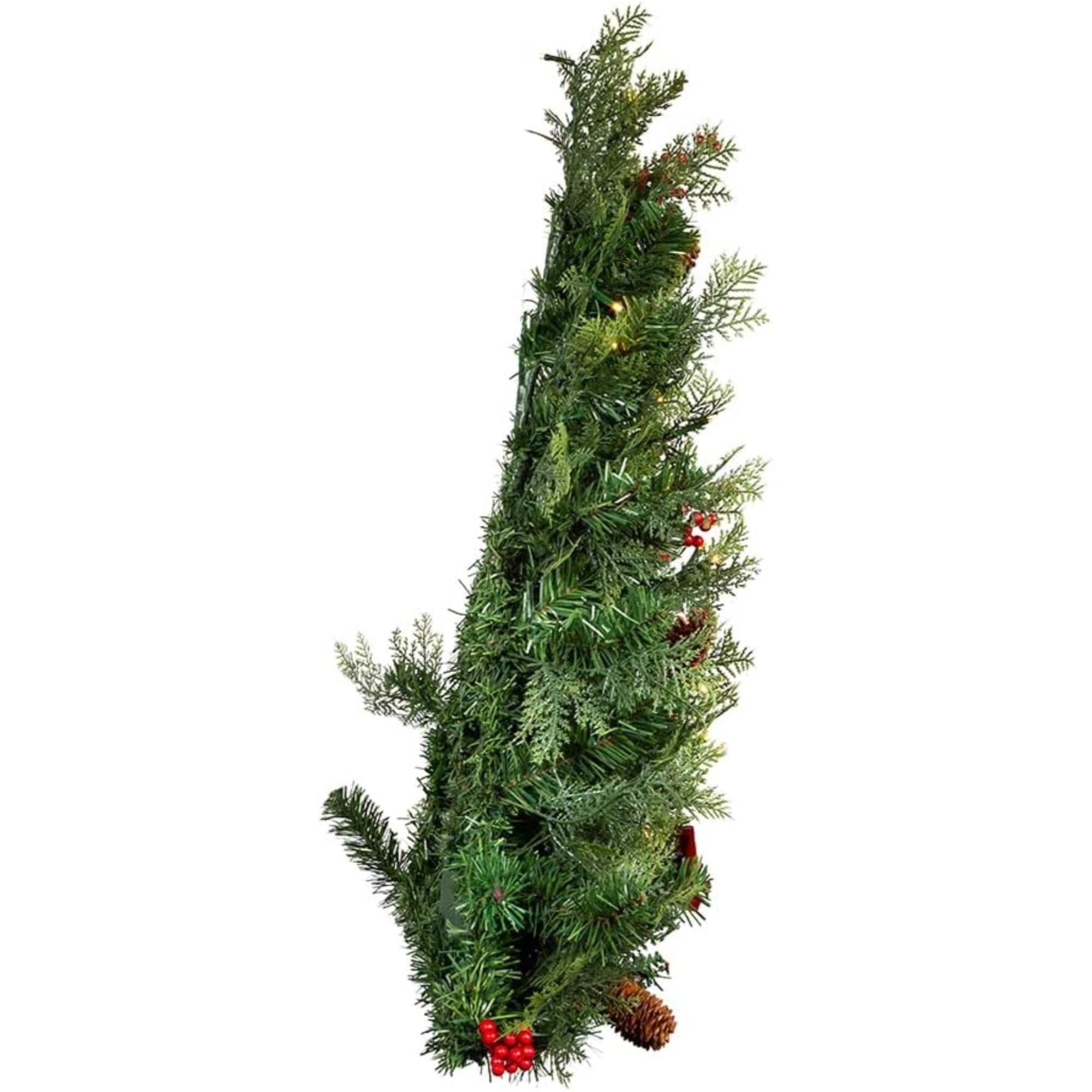 Kurt Adler Pre Lit Battery Operated Wall Tree with Bow, Red, 26in