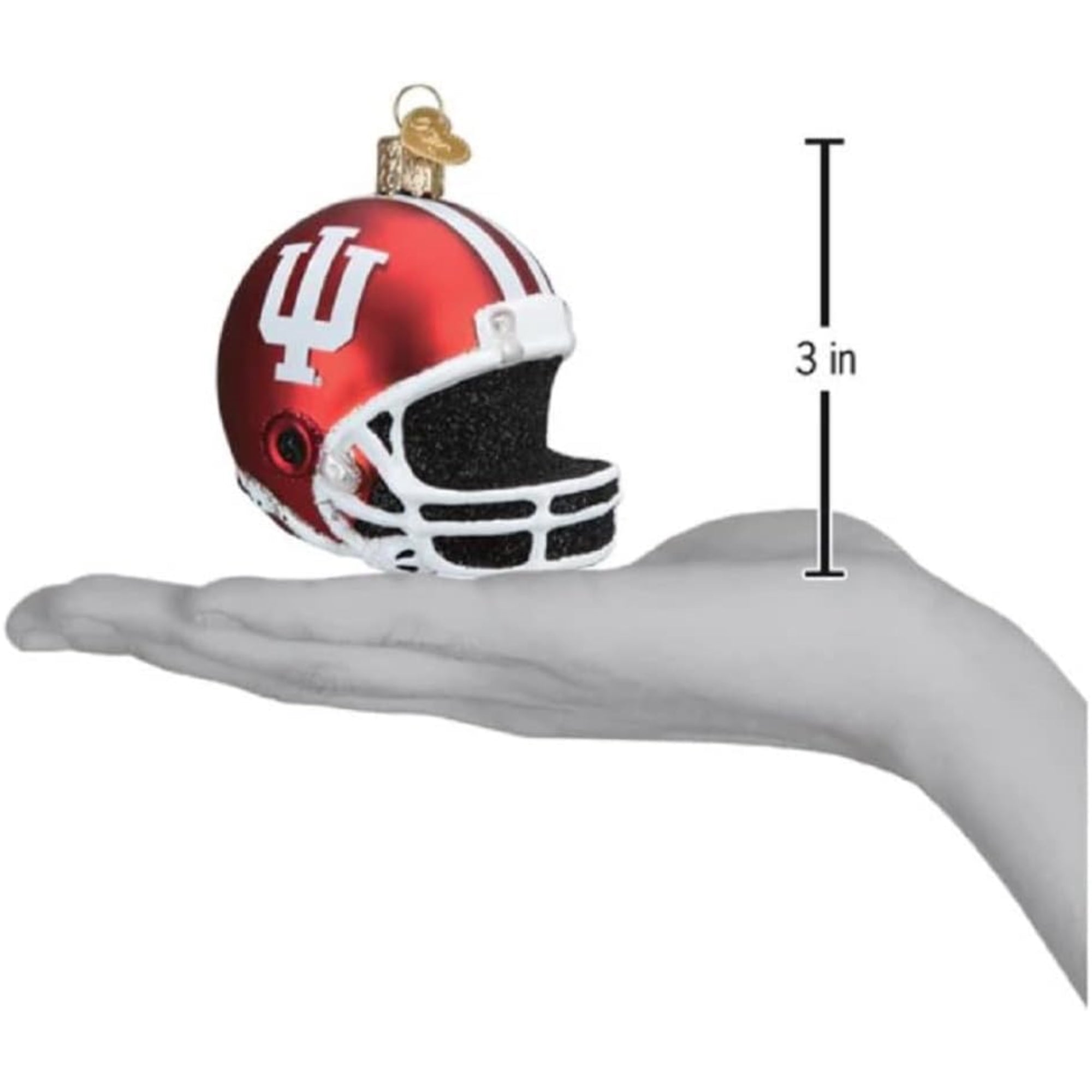 Old World Christmas Indiana Football Helmet Glass Blown Ornament for Christmas Tree, Red