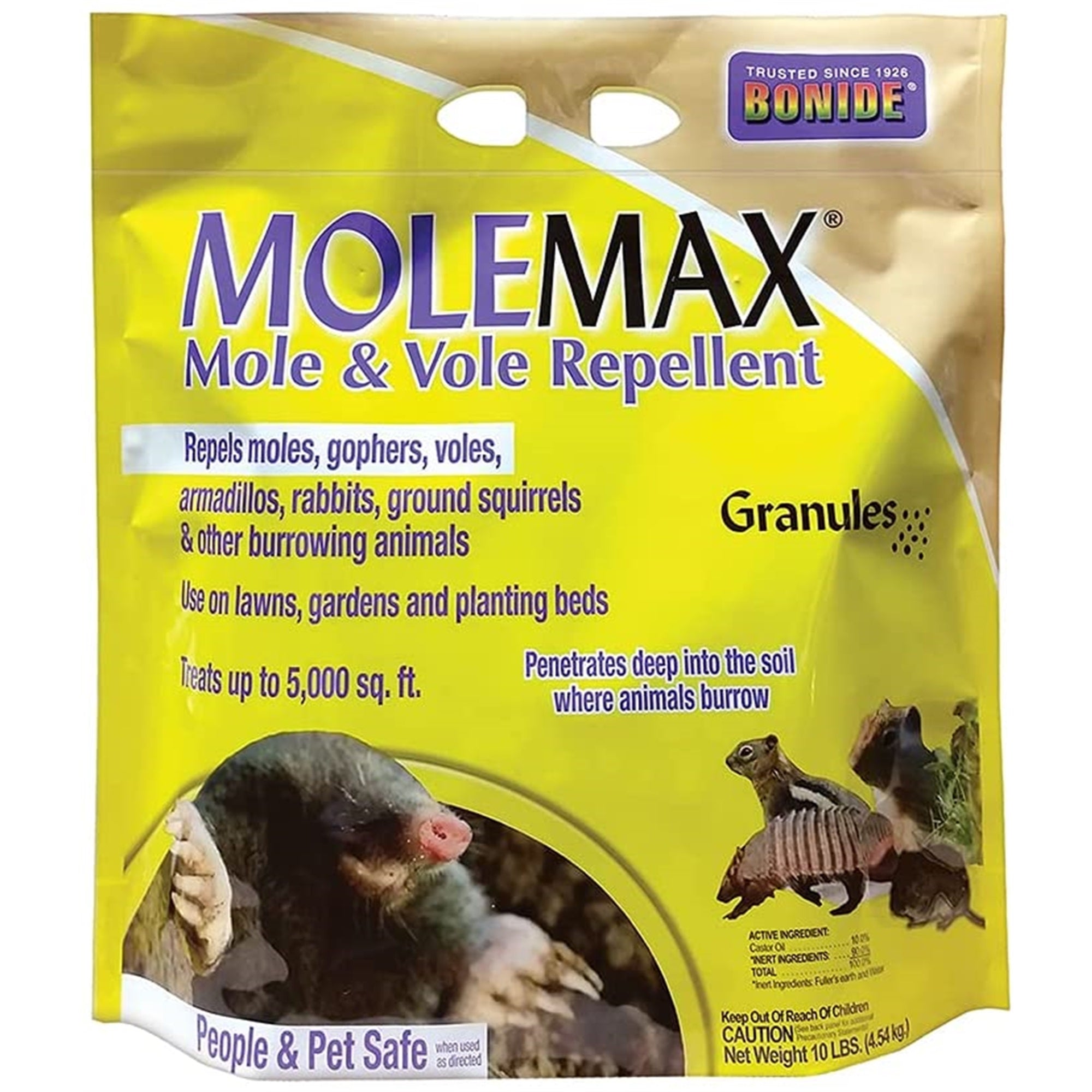 Bonide Mole Max and Vole Repellent Granules, 10-Pound