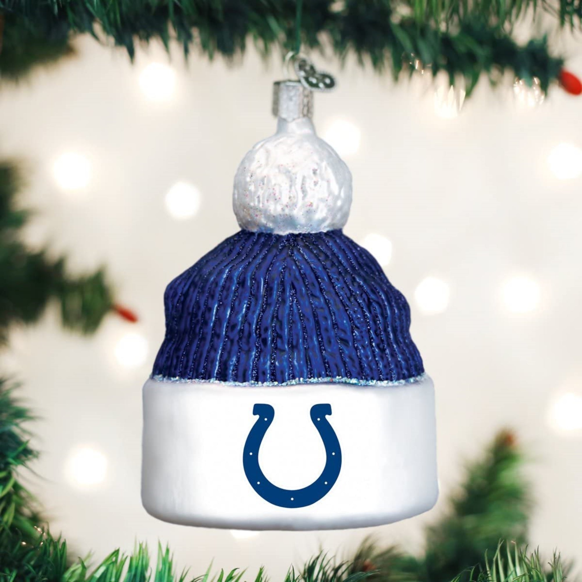 Old World Christmas Indianapolis Colts Beanie Ornament For Christmas Tree