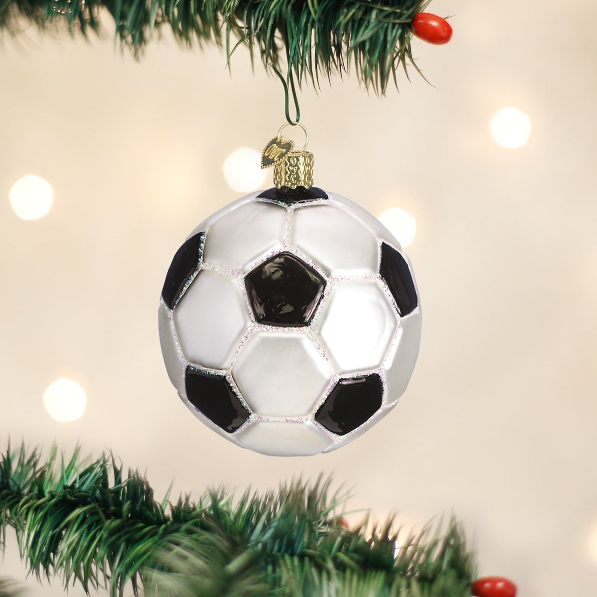Old World Christmas Glass Blown Ornament, Soccer Ball