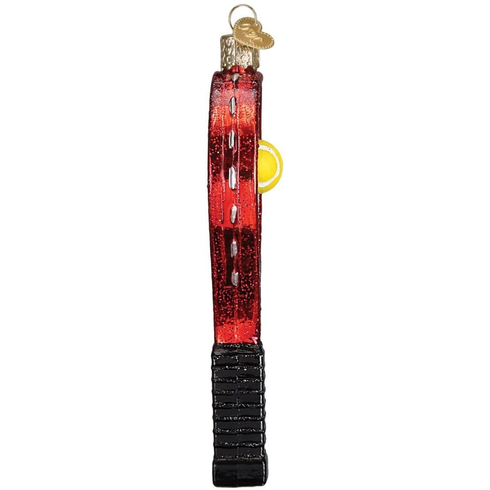Old World Christmas Glass Blown Tree Ornament, Red Tennis Racket