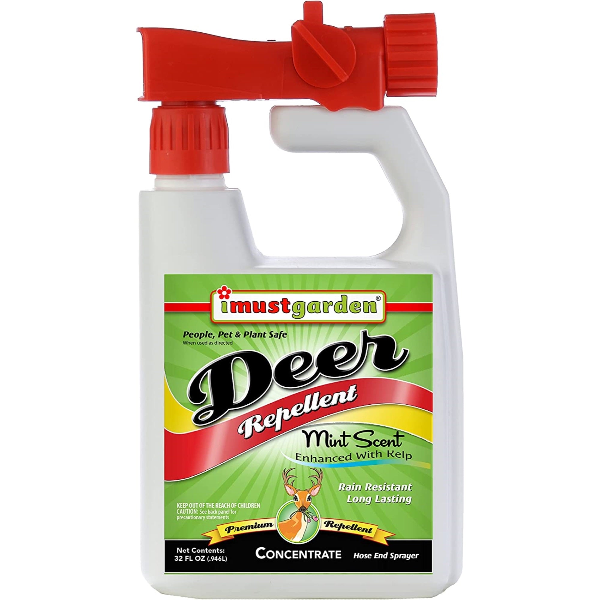 I Must Garden Mint Scent Deer Repellent, Hose End Sprayer Concentrate, 32oz